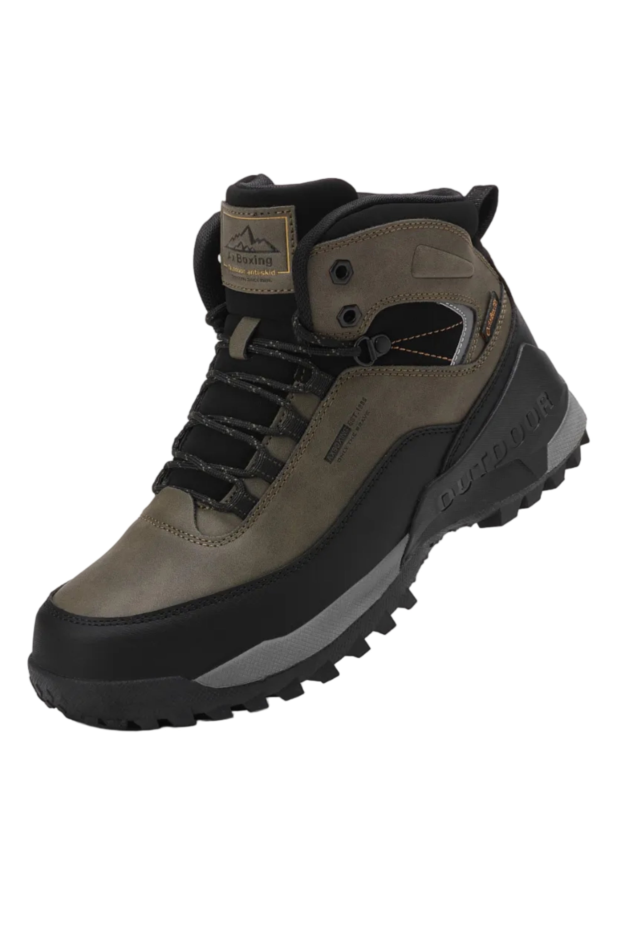 Bocanci Imblaniti pentru Barbati, Model Simon,Piele Ecologica Premium, Talpa Antiderapanta cu striatii, Caldurosi si Confortabili, Ax Boxing, Khaki