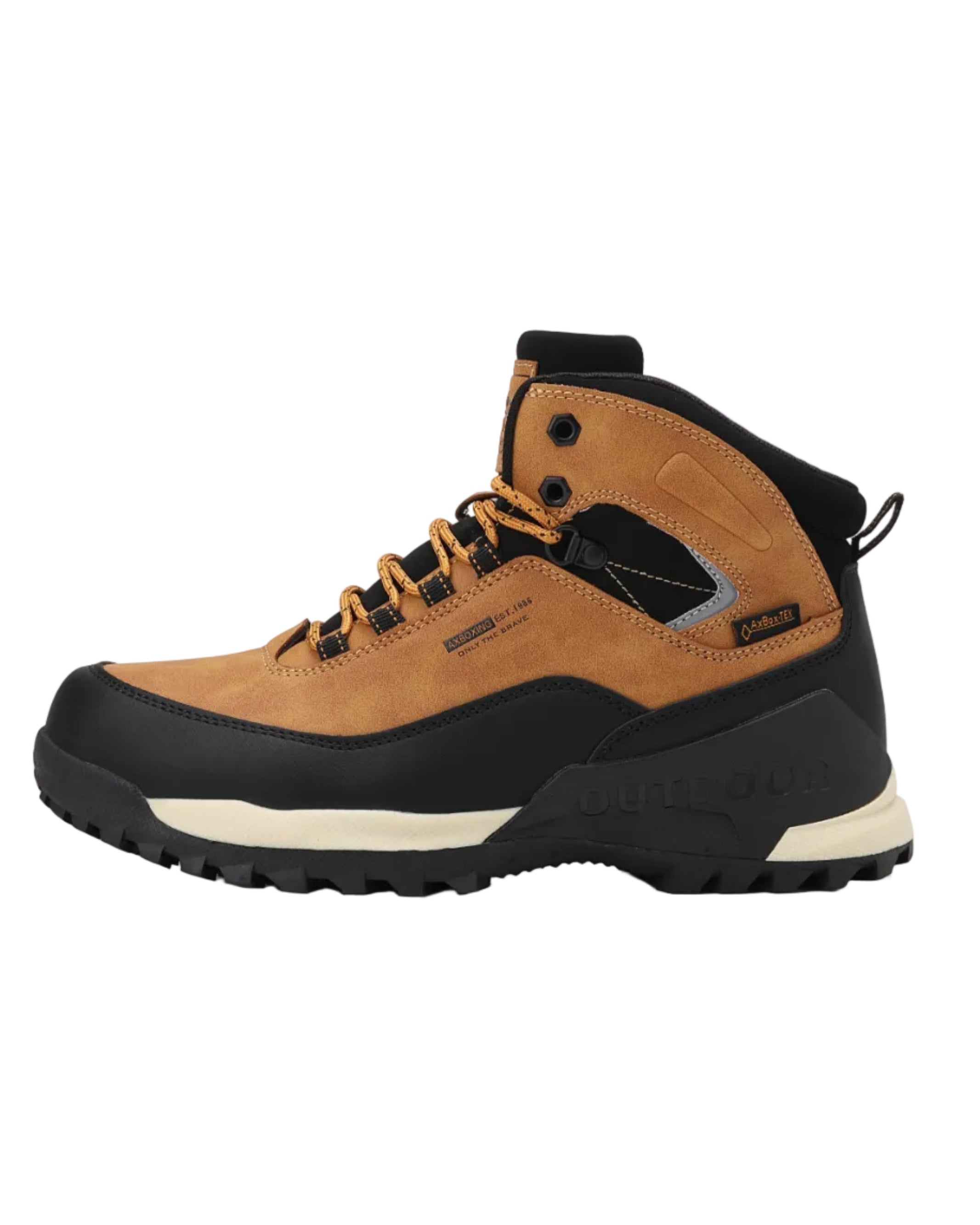 Bocanci Imblaniti pentru Barbati, Model Simon,Piele Ecologica Premium, Talpa Antiderapanta cu striatii, Caldurosi si Confortabili, Ax Boxing, Camel