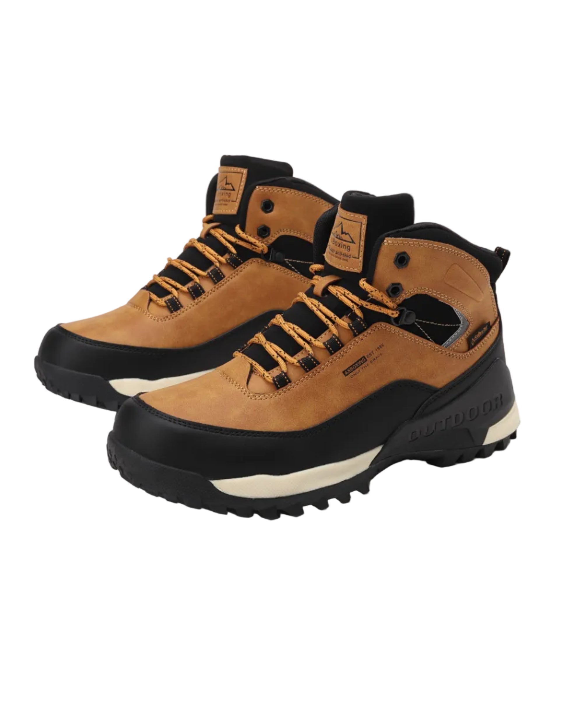 Bocanci Imblaniti pentru Barbati, Model Simon,Piele Ecologica Premium, Talpa Antiderapanta cu striatii, Caldurosi si Confortabili, Ax Boxing, Camel