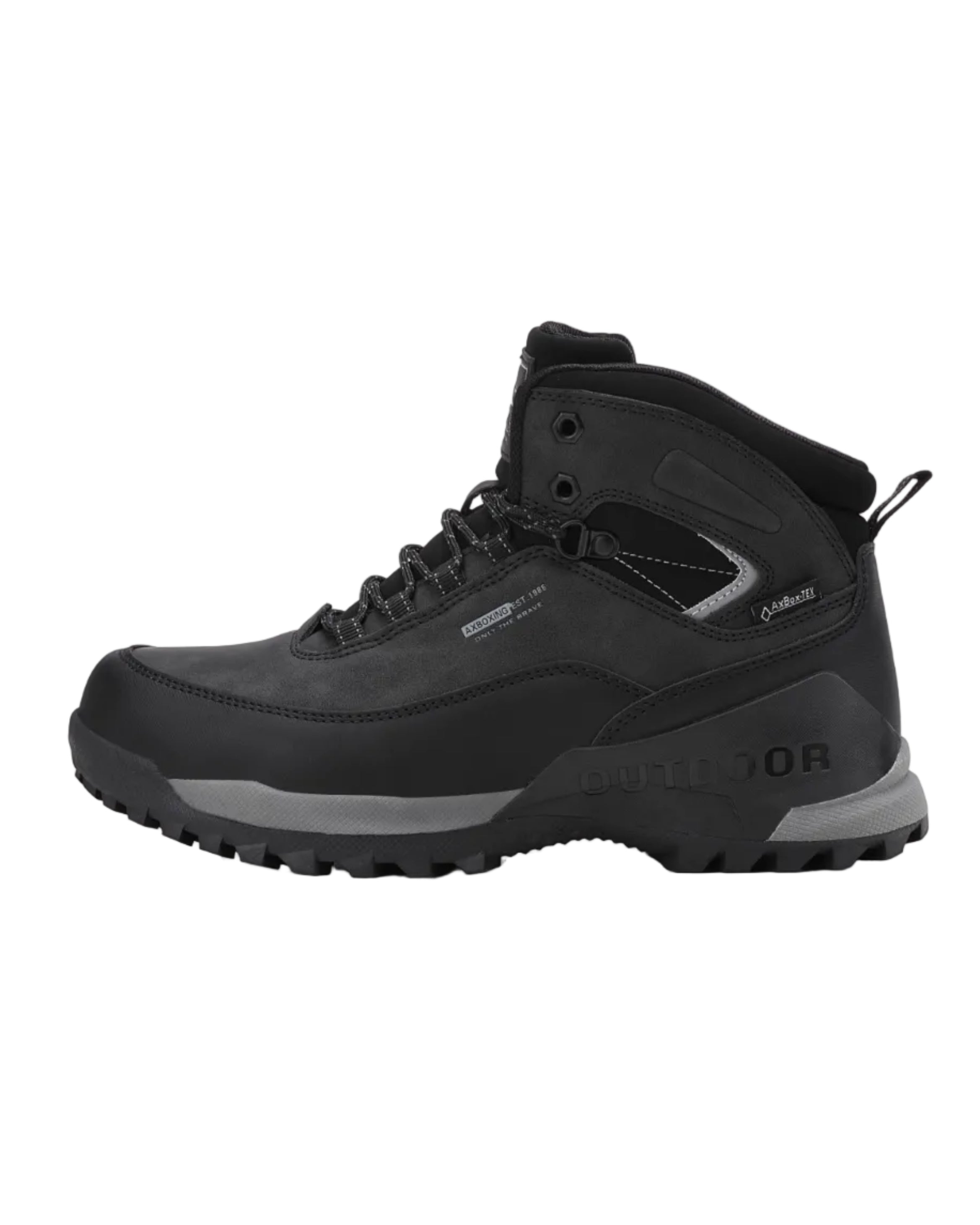Bocanci Imblaniti pentru Barbati, Model Simon,Piele Ecologica Premium, Talpa Antiderapanta cu striatii, Caldurosi si Confortabili, Ax Boxing, Negru