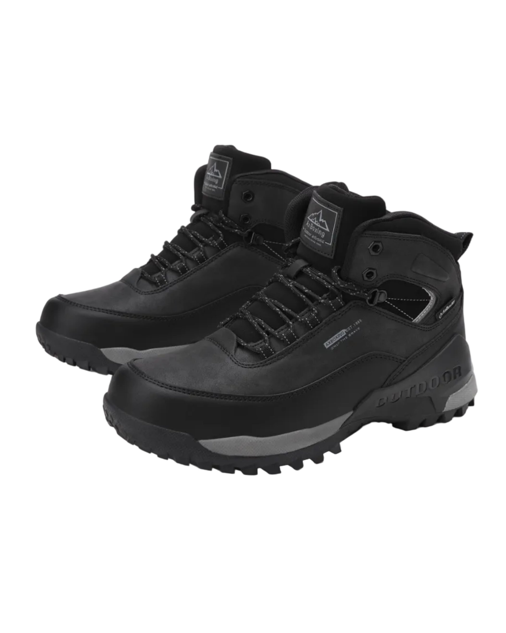 Bocanci Imblaniti pentru Barbati, Model Simon,Piele Ecologica Premium, Talpa Antiderapanta cu striatii, Caldurosi si Confortabili, Ax Boxing, Negru
