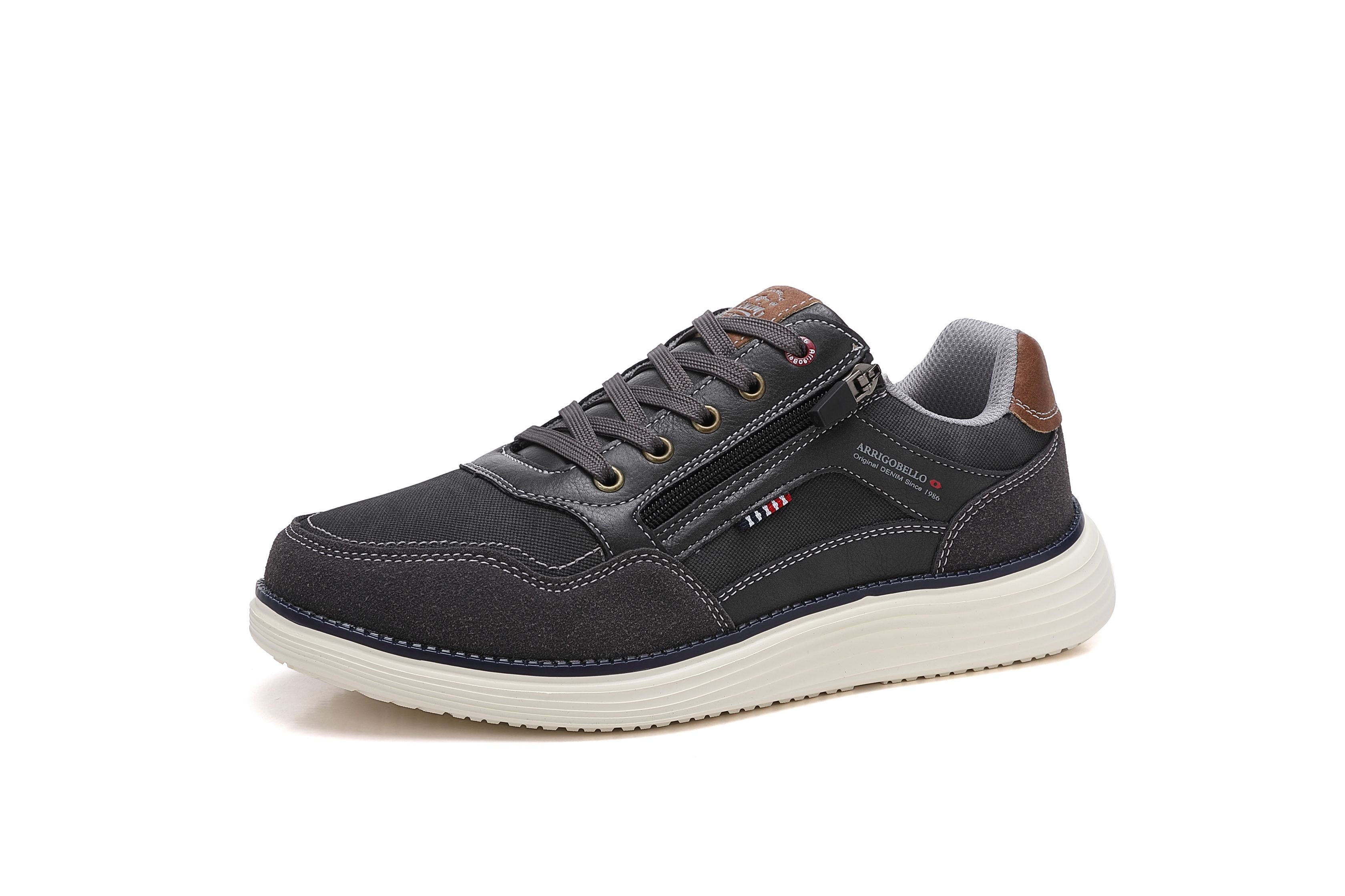 Pantofi casual Bărbați, Model Franco, Piele ecologică, inserții din Piele naturală, Talpă ușoară din Spumă și fermoar funcțional, Arrigo Bello