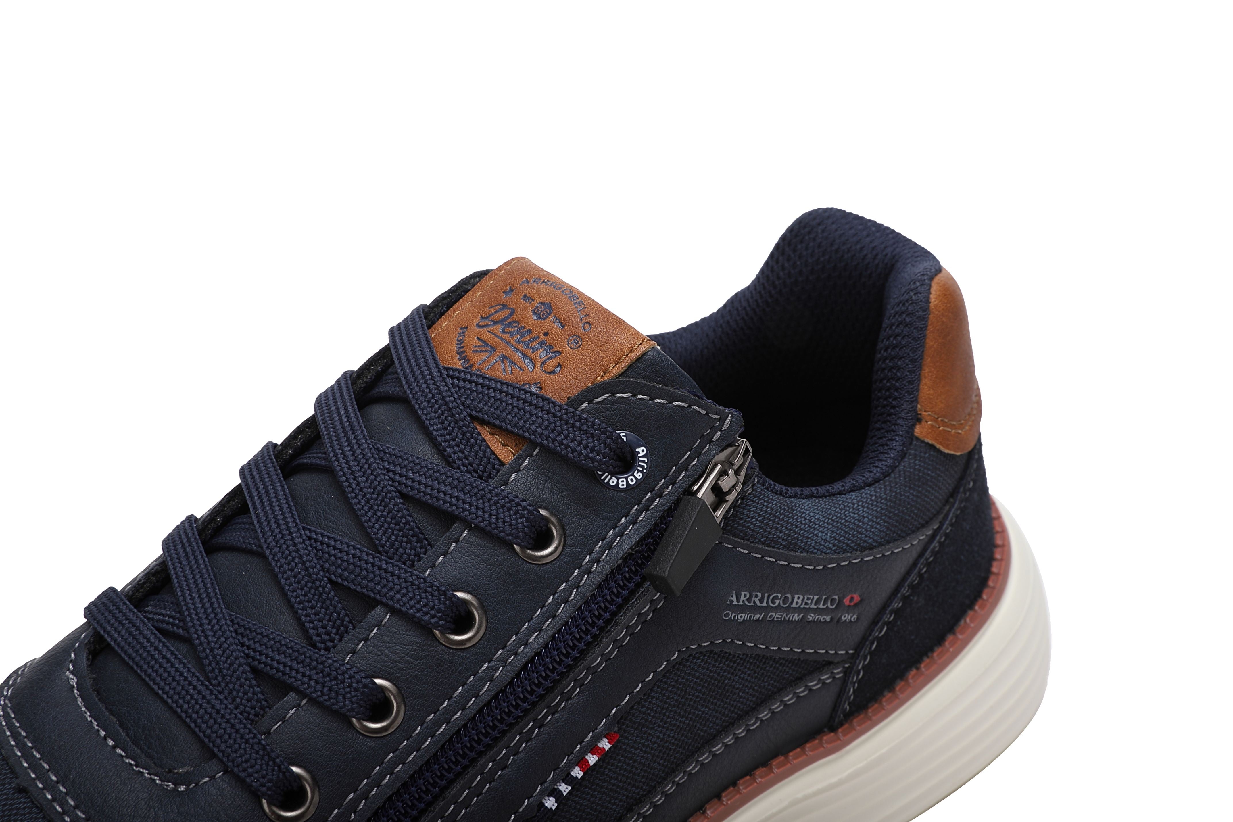 Pantofi casual Bărbați, Model Franco, Piele ecologică, inserții din Piele naturală, Talpă ușoară din Spumă și fermoar funcțional, Arrigo Bello