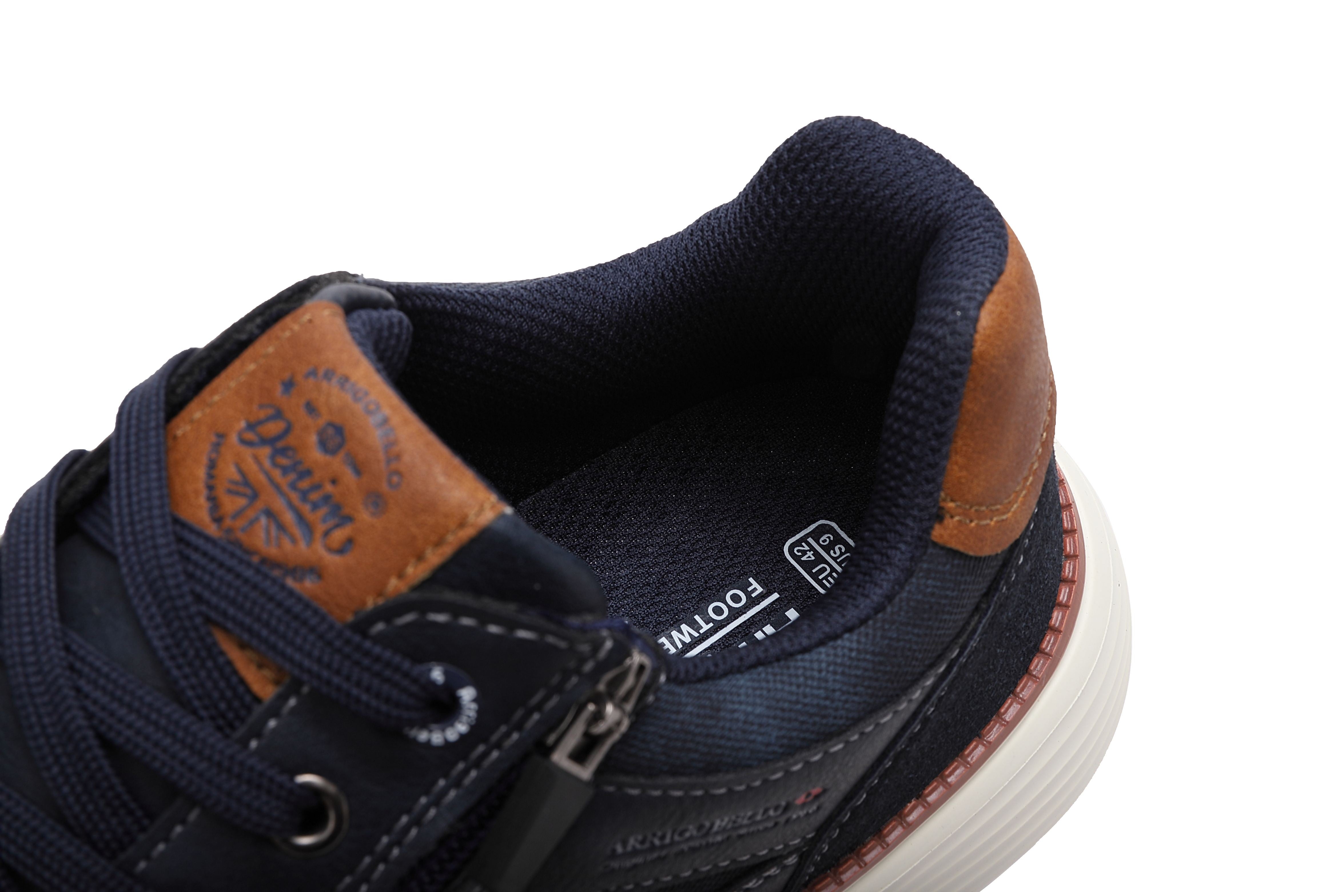 Pantofi casual Bărbați, Model Franco, Piele ecologică, inserții din Piele naturală, Talpă ușoară din Spumă și fermoar funcțional, Arrigo Bello