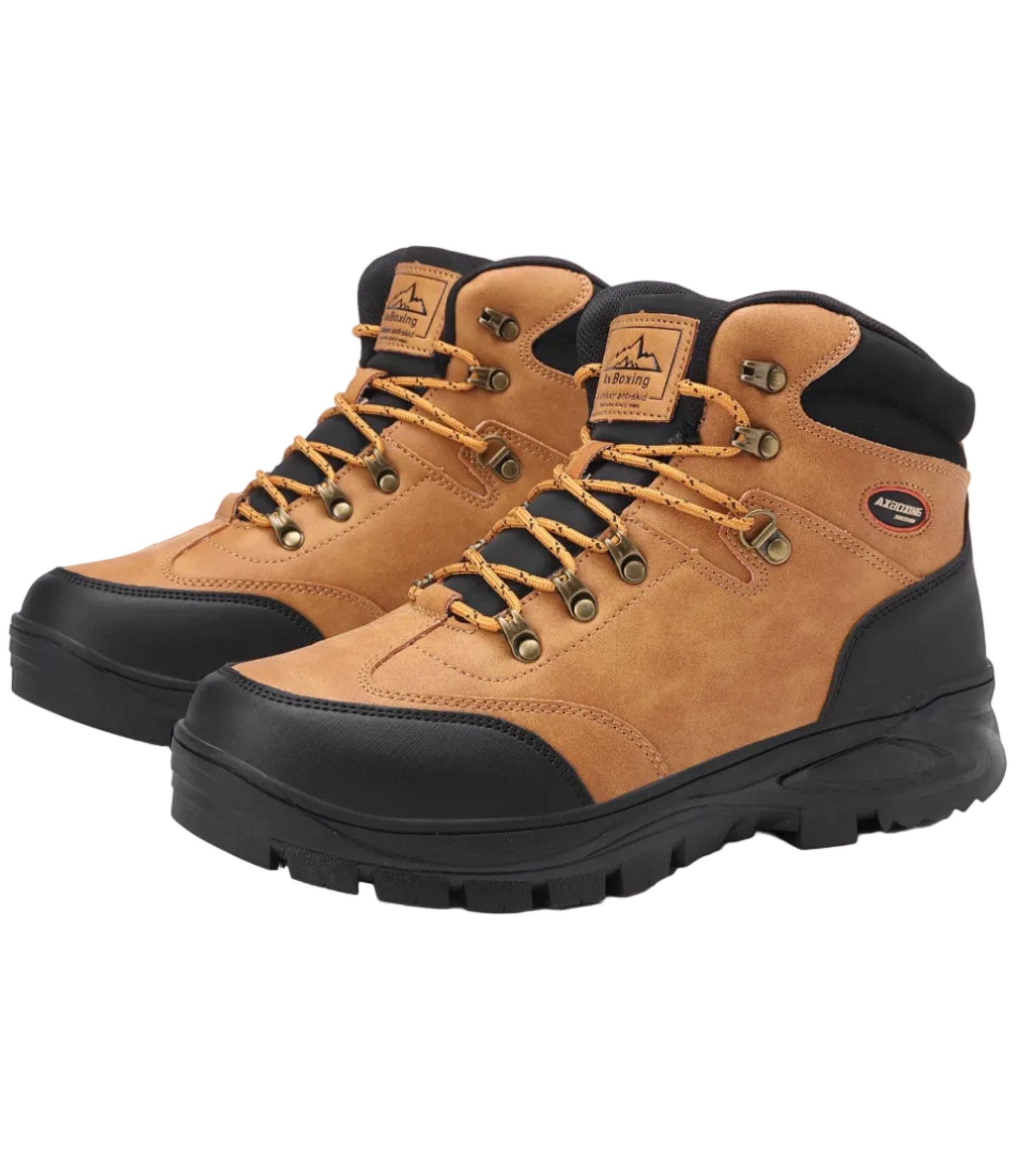 Bocanci Imblaniti pentru Barbati, Model David, Piele ecologica Premium, Talpa Antiderapanta, Caldurosi si Confortabili, Ax Boxing, Camel