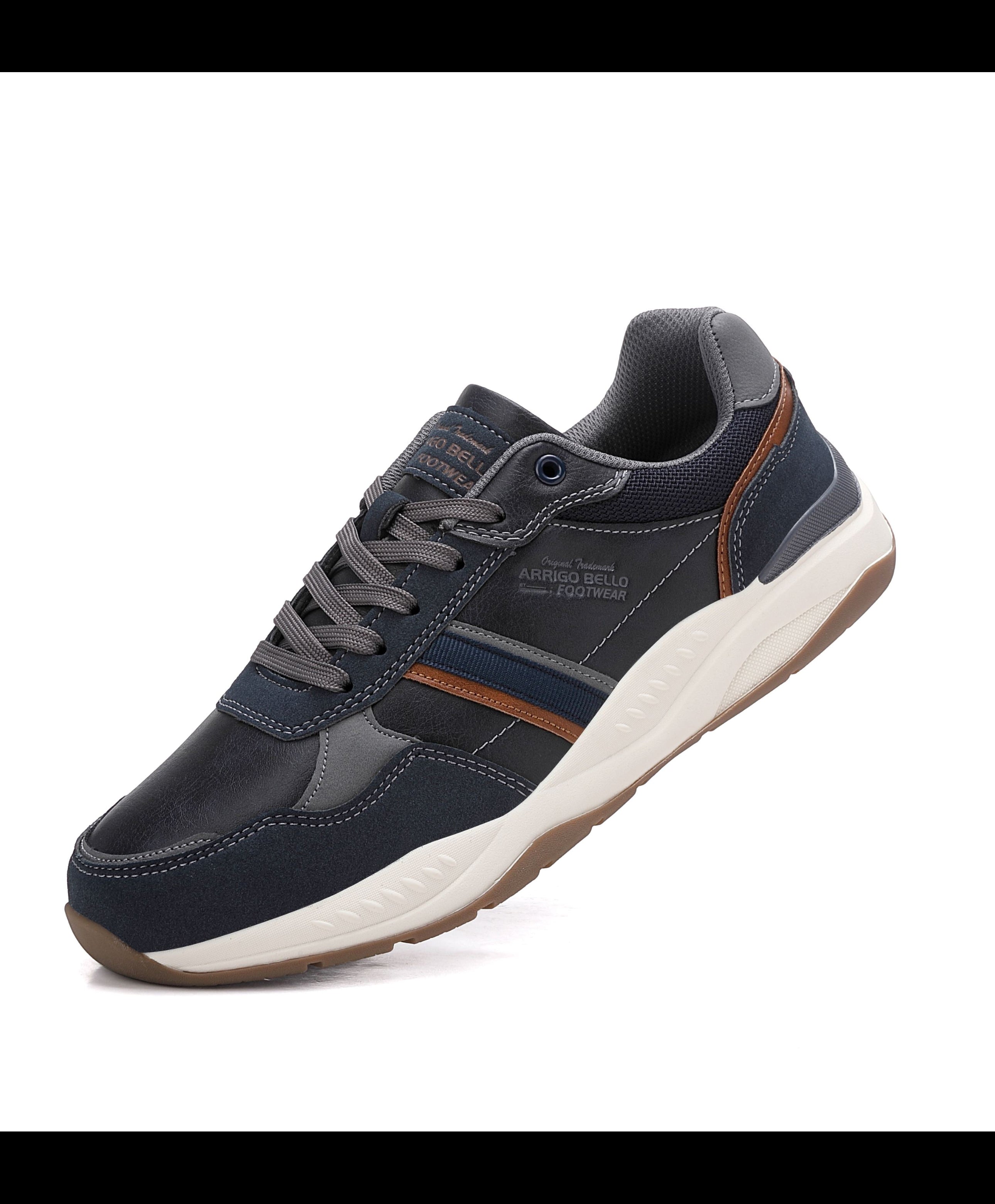 Adidasi casual pentru Barbati, Model Ares, Piele ecologica premium, Talpa usoara, Arrigo Bello, Bleumarin