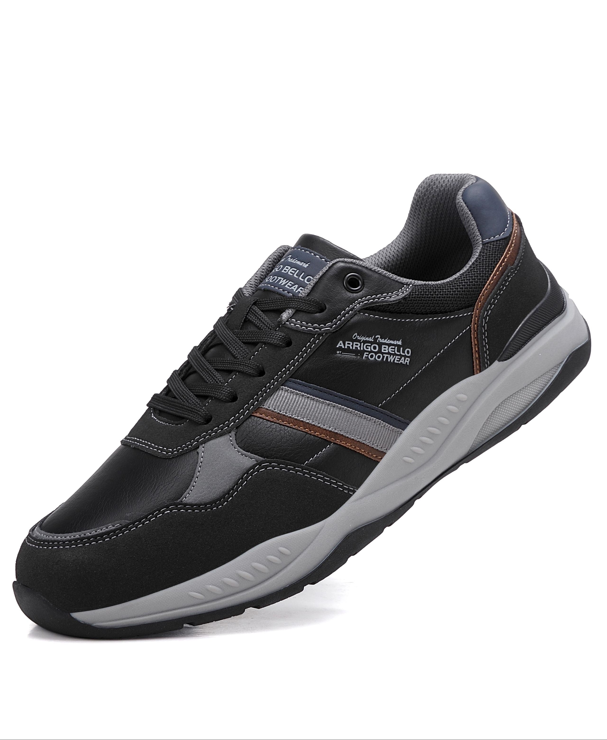 Adidasi casual pentru Barbati, Model Ares, Piele ecologica premium, Talpa usoara, Arrigo Bello, Negru