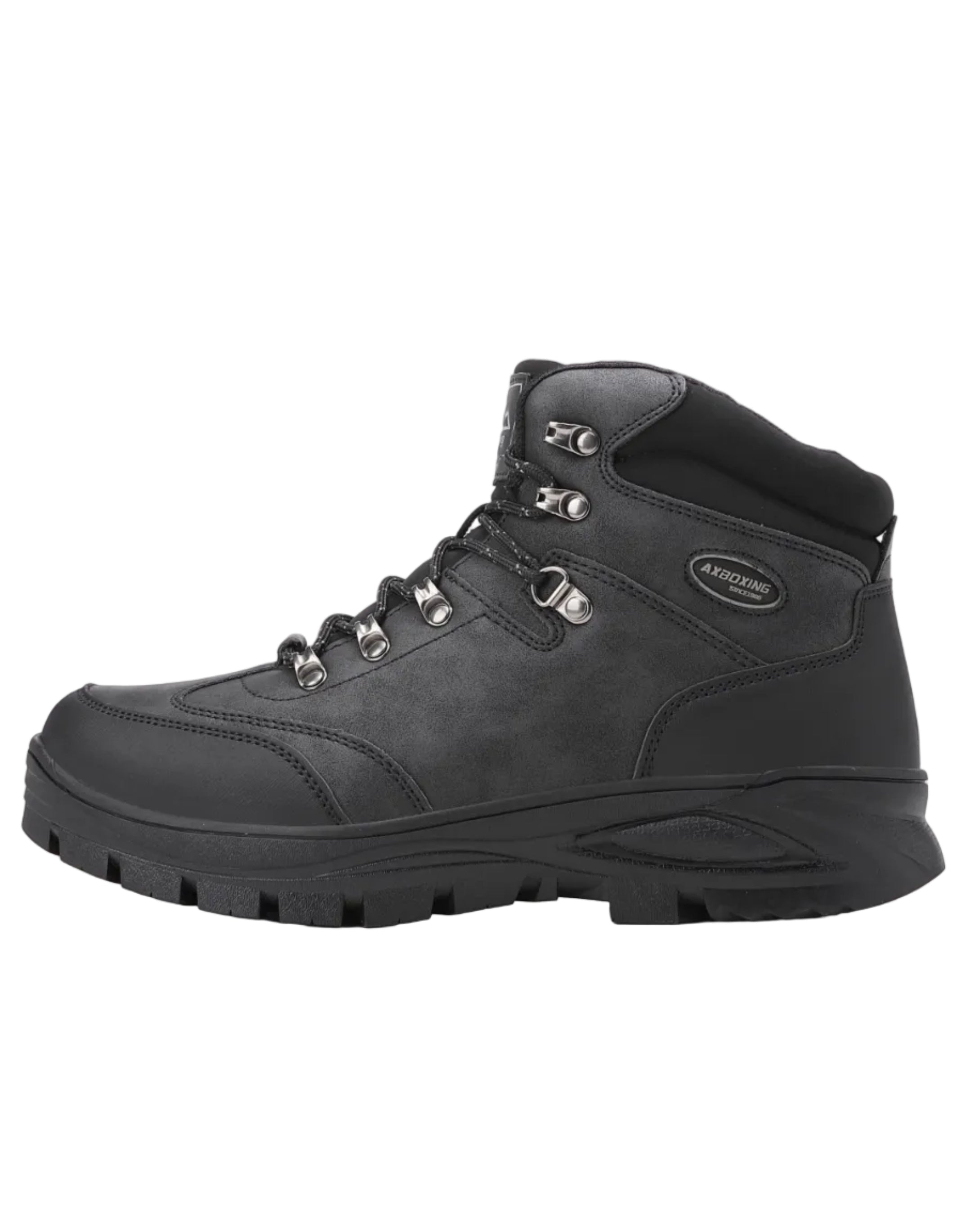 Bocanci Imblaniti pentru Barbati, Model David, Piele ecologica Premium, Talpa Antiderapanta, Caldurosi si Confortabili, Ax Boxing, Negru