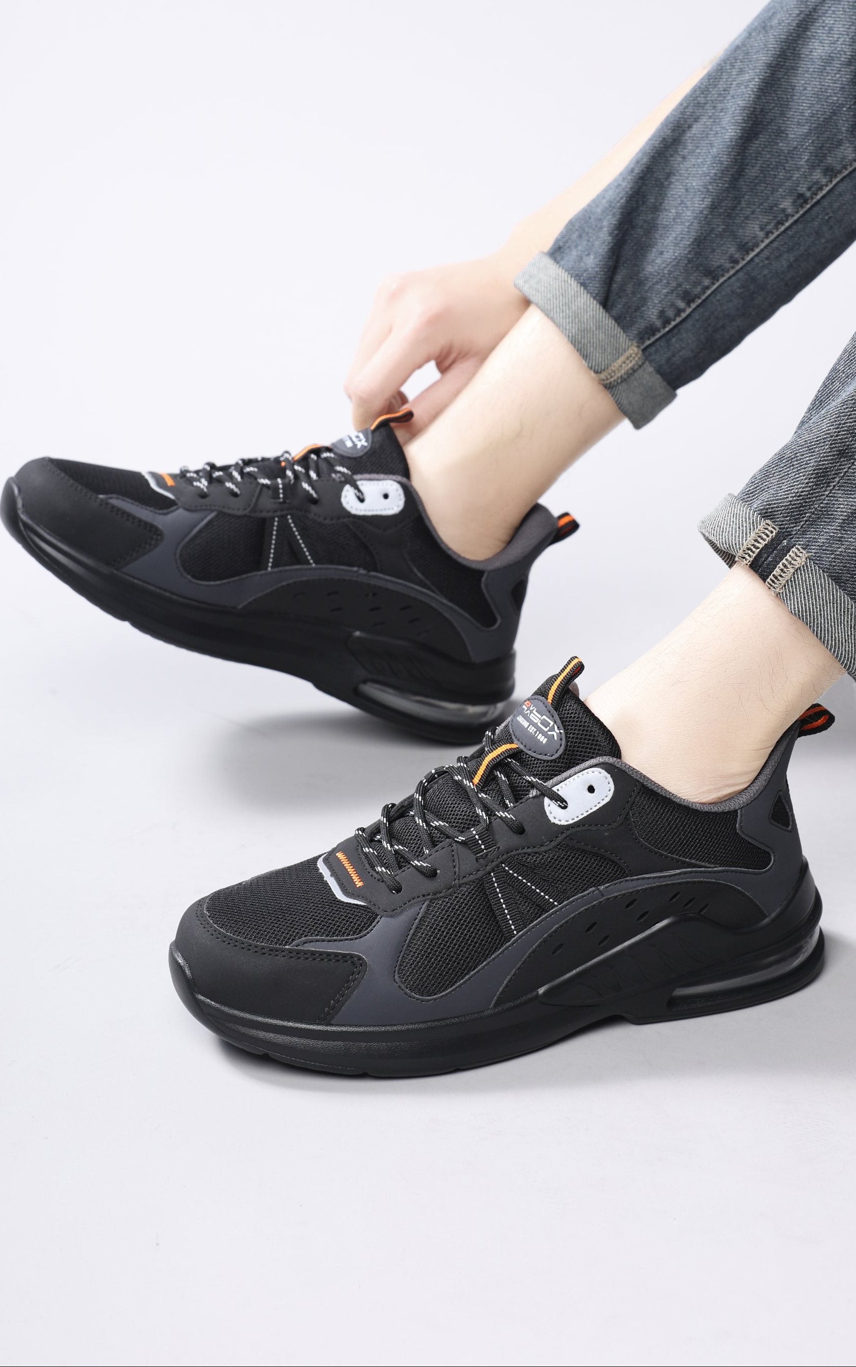 Pantofi sport pentru Barbati, Model Aren, Piele ecologica si Textil, Talpa usoara din spuma cu Perna de aer, Ax Boxing,Khaki