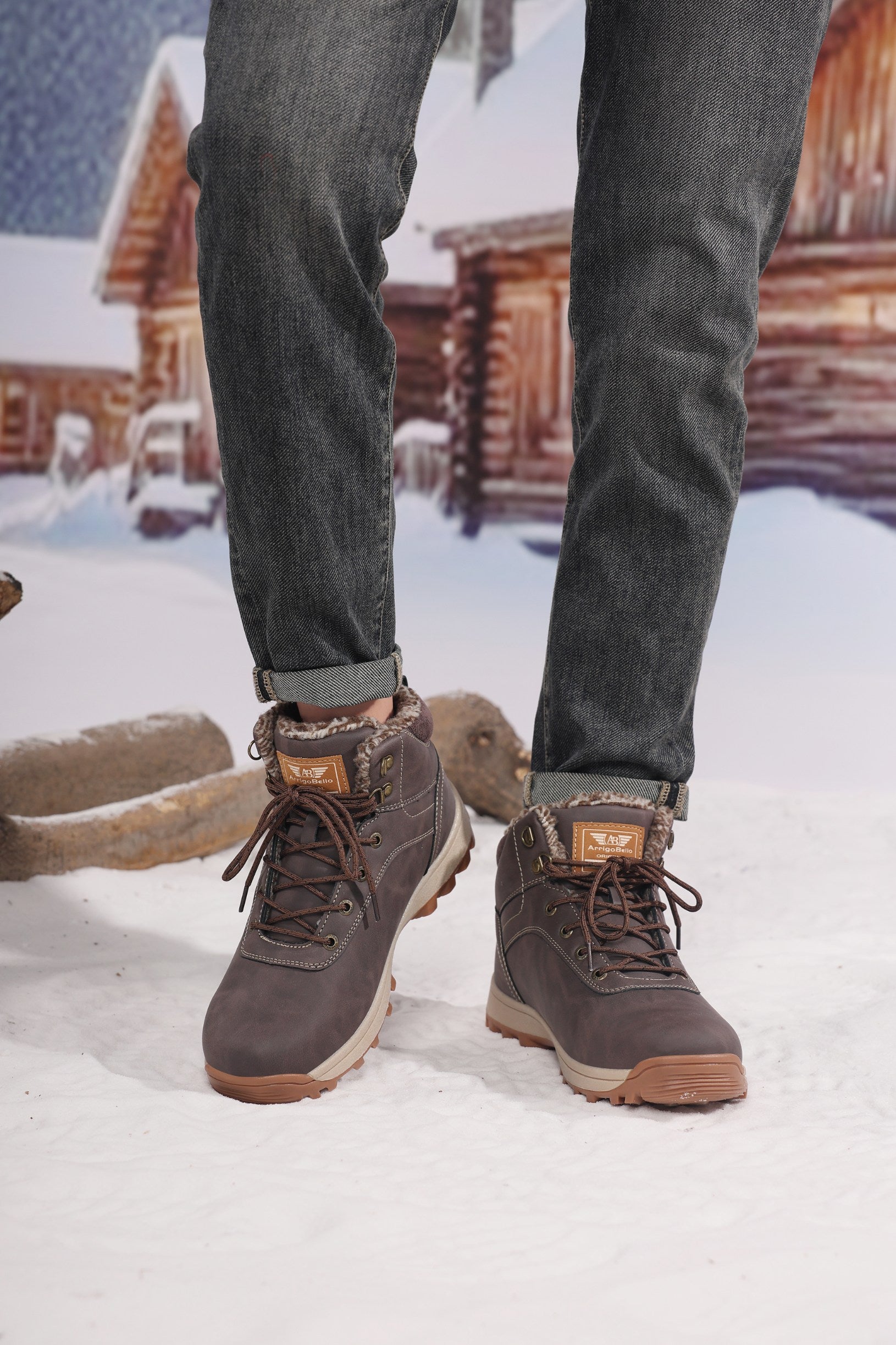 Ghete îmblănite Max pentru bărbați, talpă cusută, piele ecologică, Antiderapante, Arrigo Bello