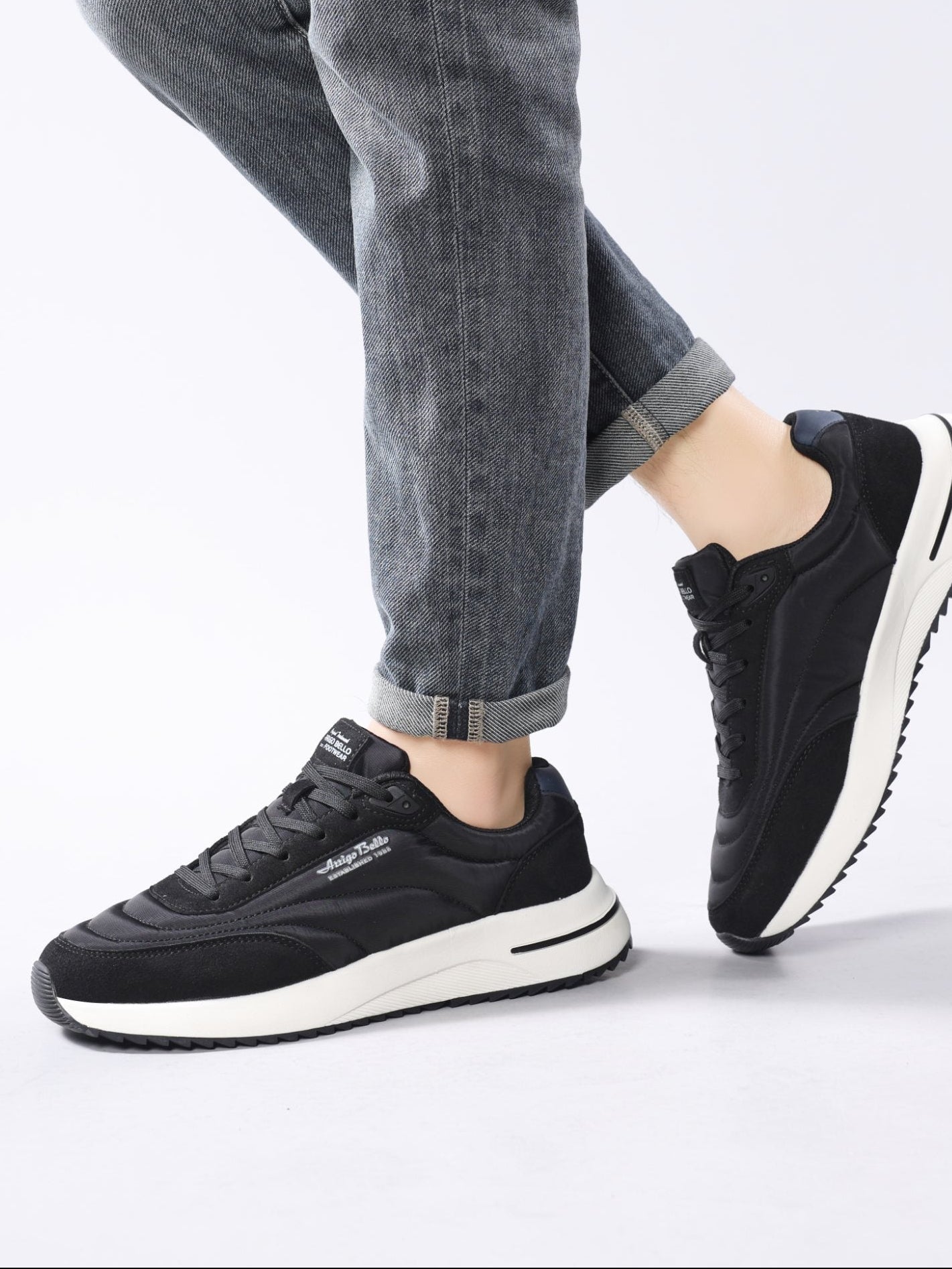 Adidasi casual-sport pentru Barbati, Model Torin, Realizati din textil-fâș si piele ecologica, Talpa usoara, Arrigo Bello, Khaki