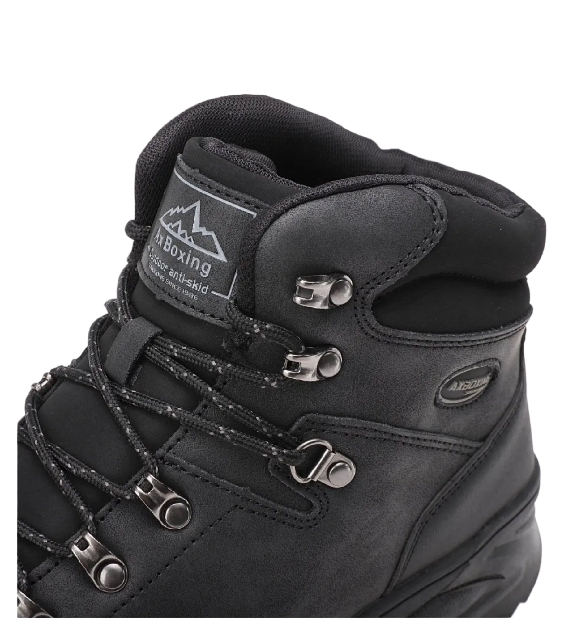 Bocanci Imblaniti pentru Barbati, Model David, Piele ecologica Premium, Talpa Antiderapanta, Caldurosi si Confortabili, Ax Boxing, Negru