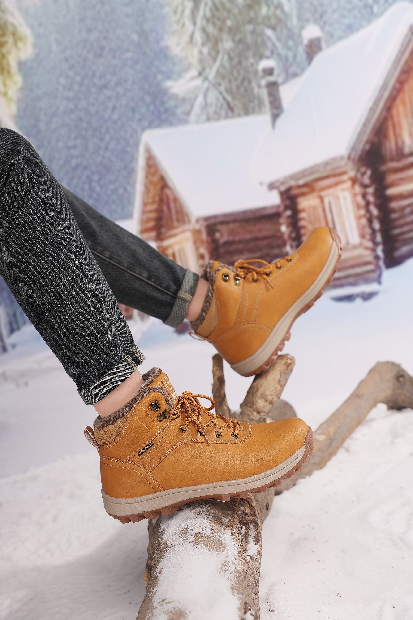 Ghete îmblănite Max pentru bărbați, talpă cusută, piele ecologică, Antiderapante, Arrigo Bello