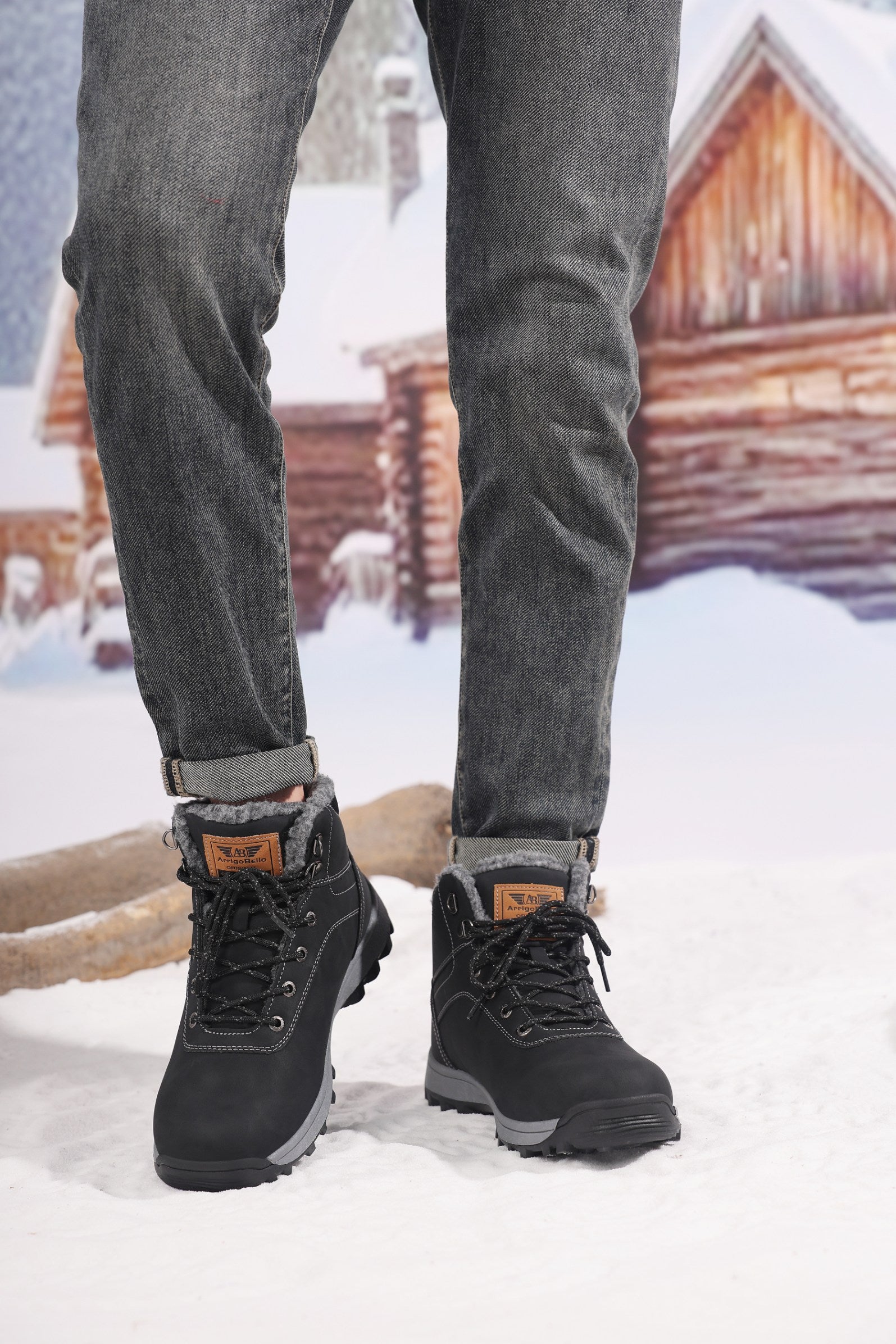 Ghete îmblănite Max pentru bărbați, talpă cusută, piele ecologică, Antiderapante, Arrigo Bello