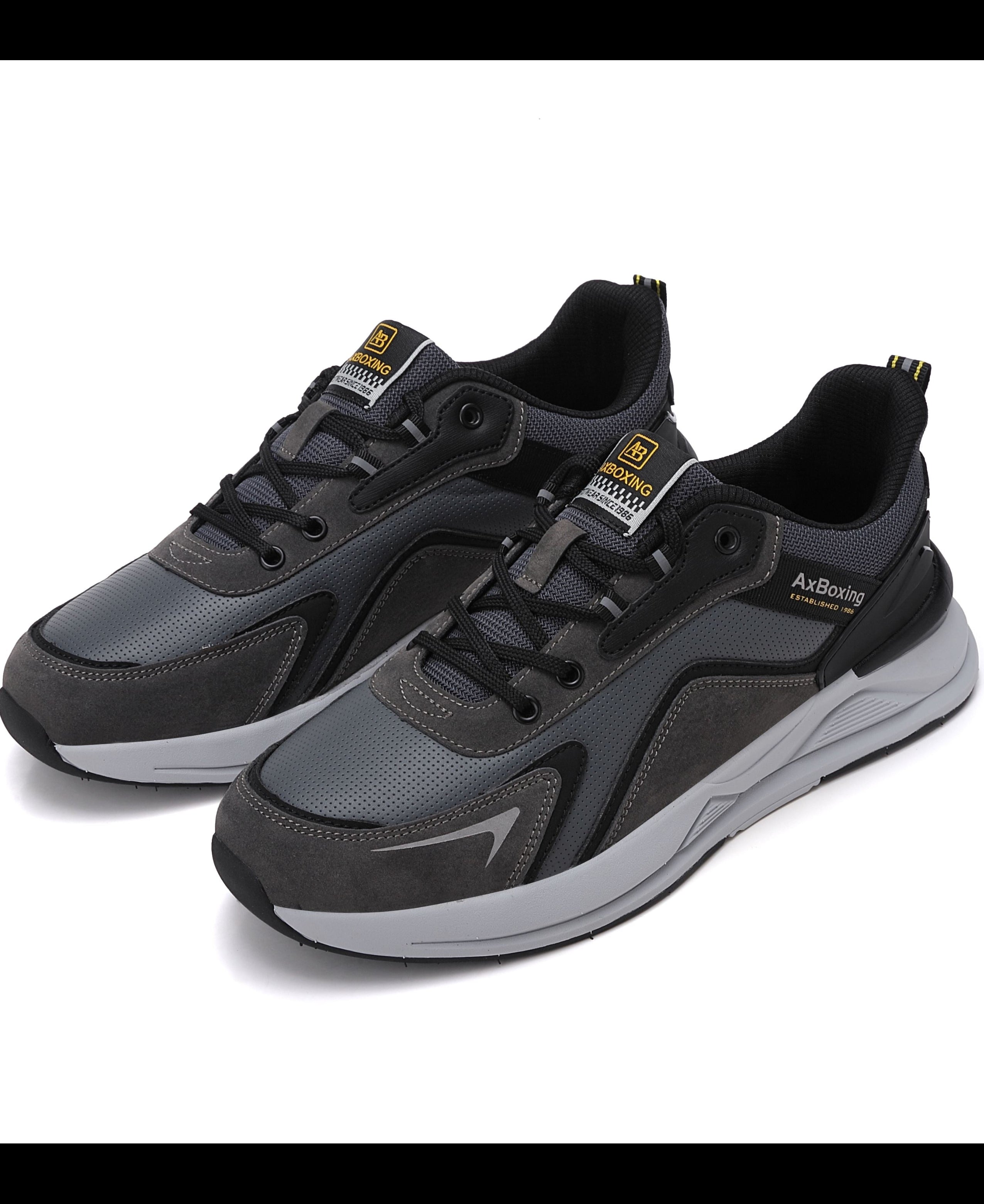 Adidasi sport pentru Unisex, Model Loris, Talpa usoara de spuma, Piele ecologica, Ax Boxing,Gri