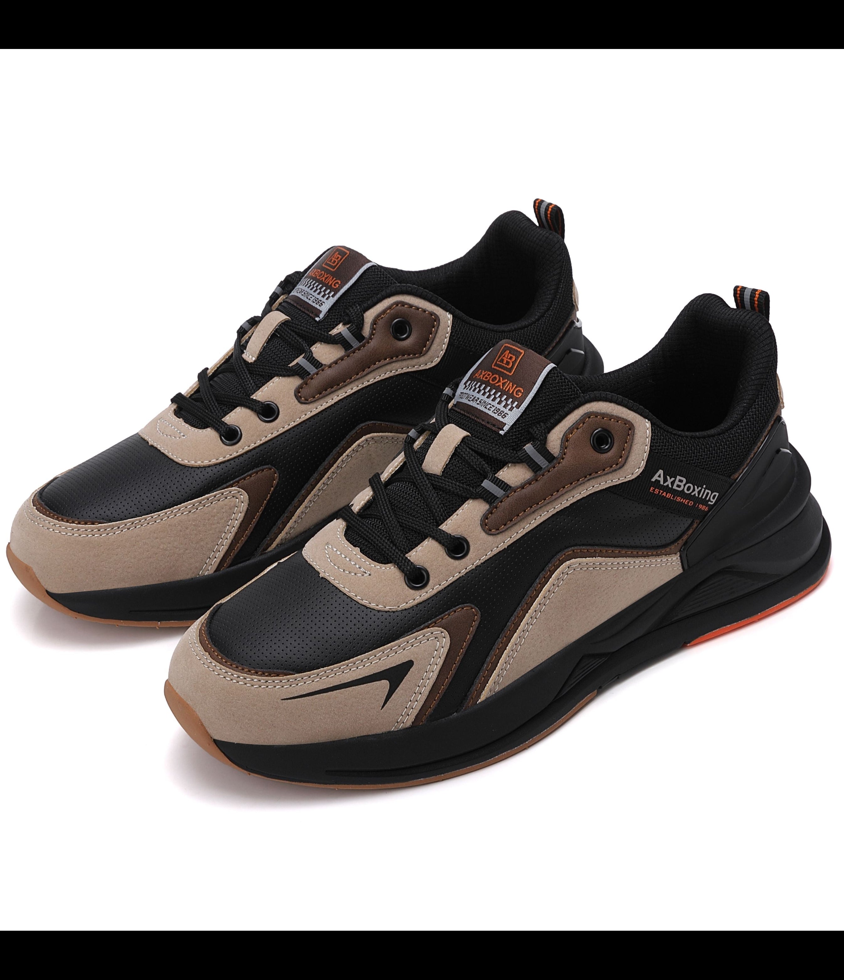Adidasi sport pentru Unisex, Model Loris, Talpa usoara de spuma, Piele ecologica, Ax Boxing,Maro