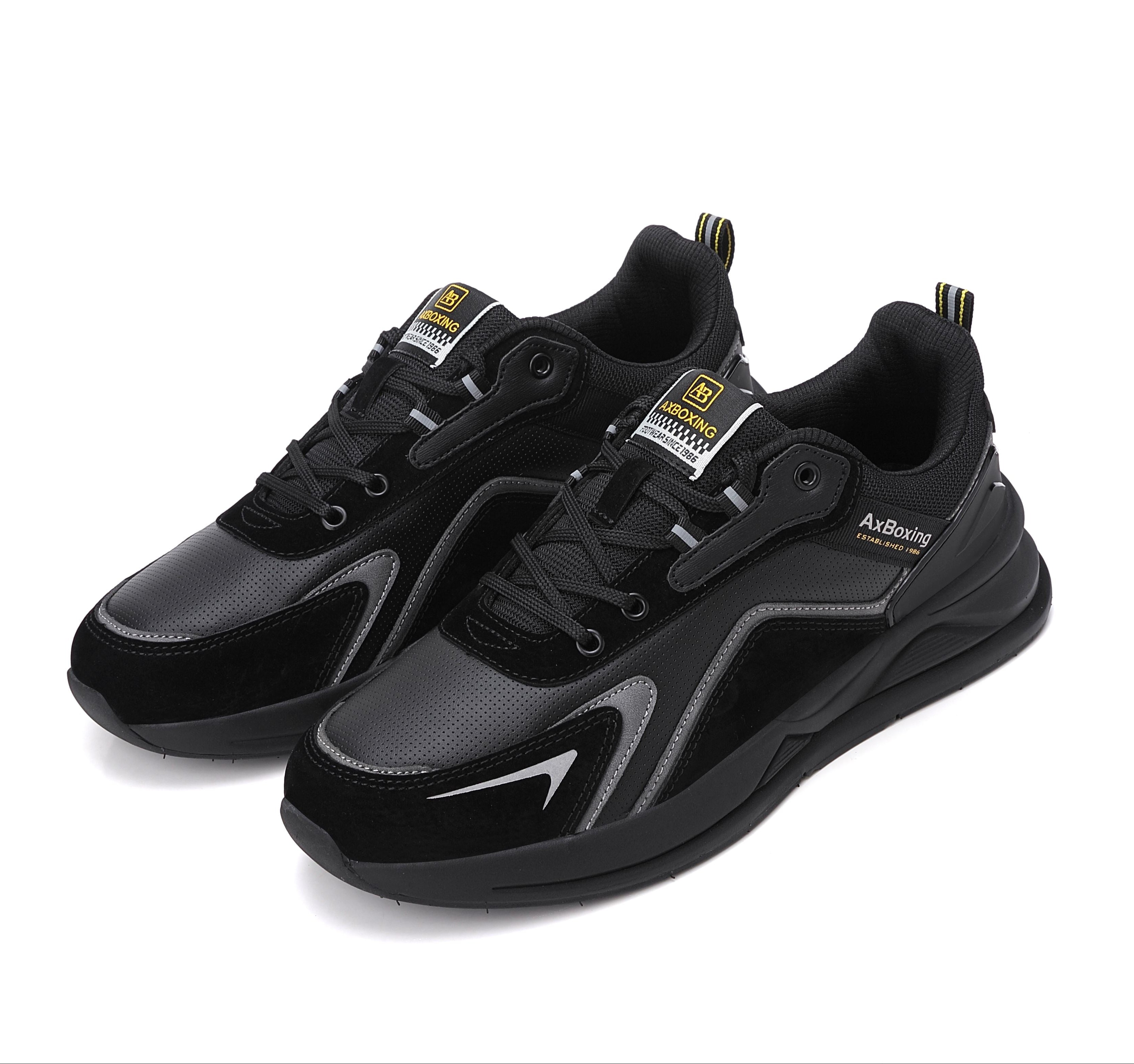 Adidasi sport Barbati, Model Kairo, Talpa usoara din spuma, Piele ecologica, Comozi si rezistenti, Ax Boxing,Negru