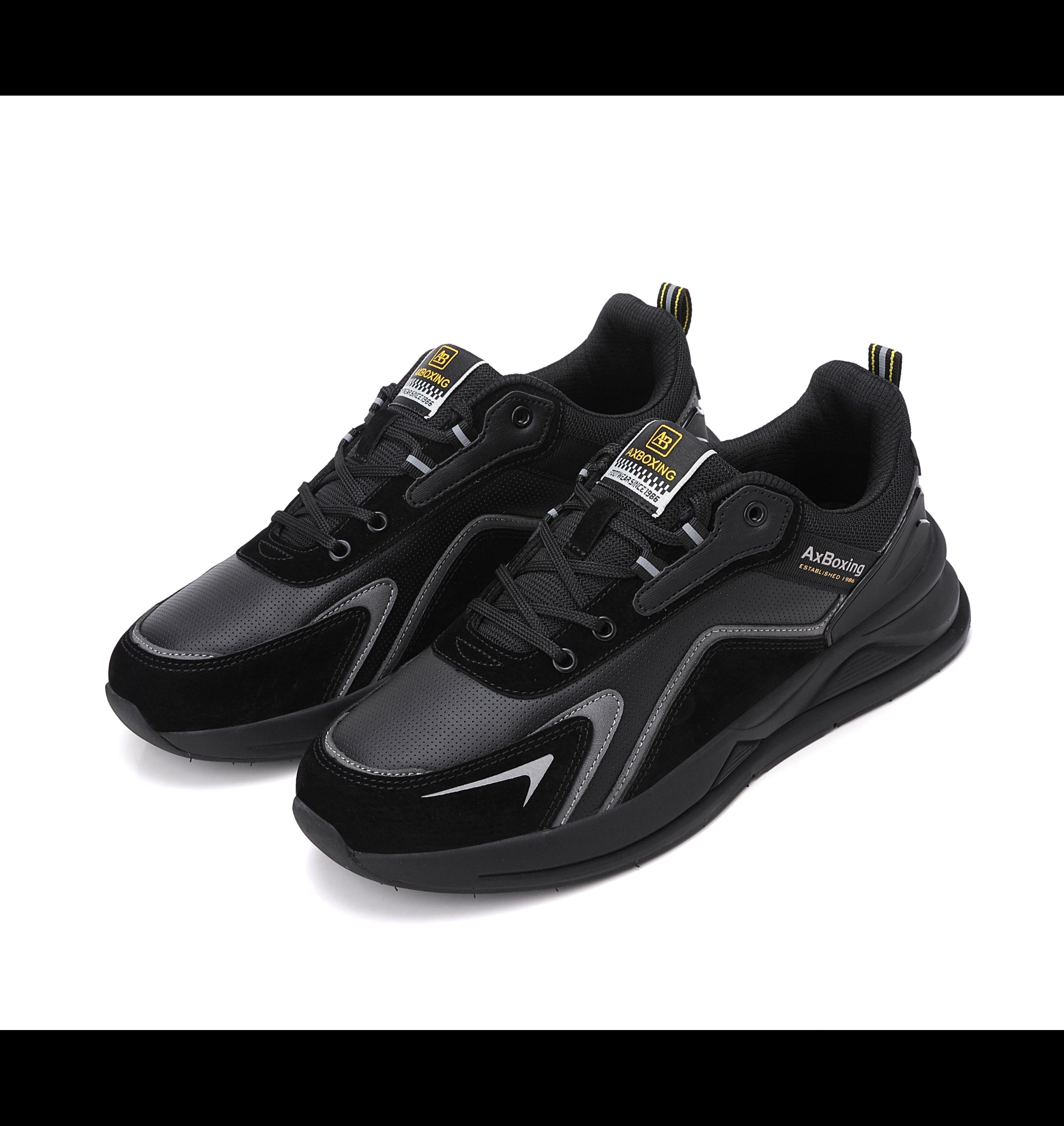 Adidasi sport pentru Unisex, Model Loris, Talpa usoara de spuma, Piele ecologica, Ax Boxing, Negru