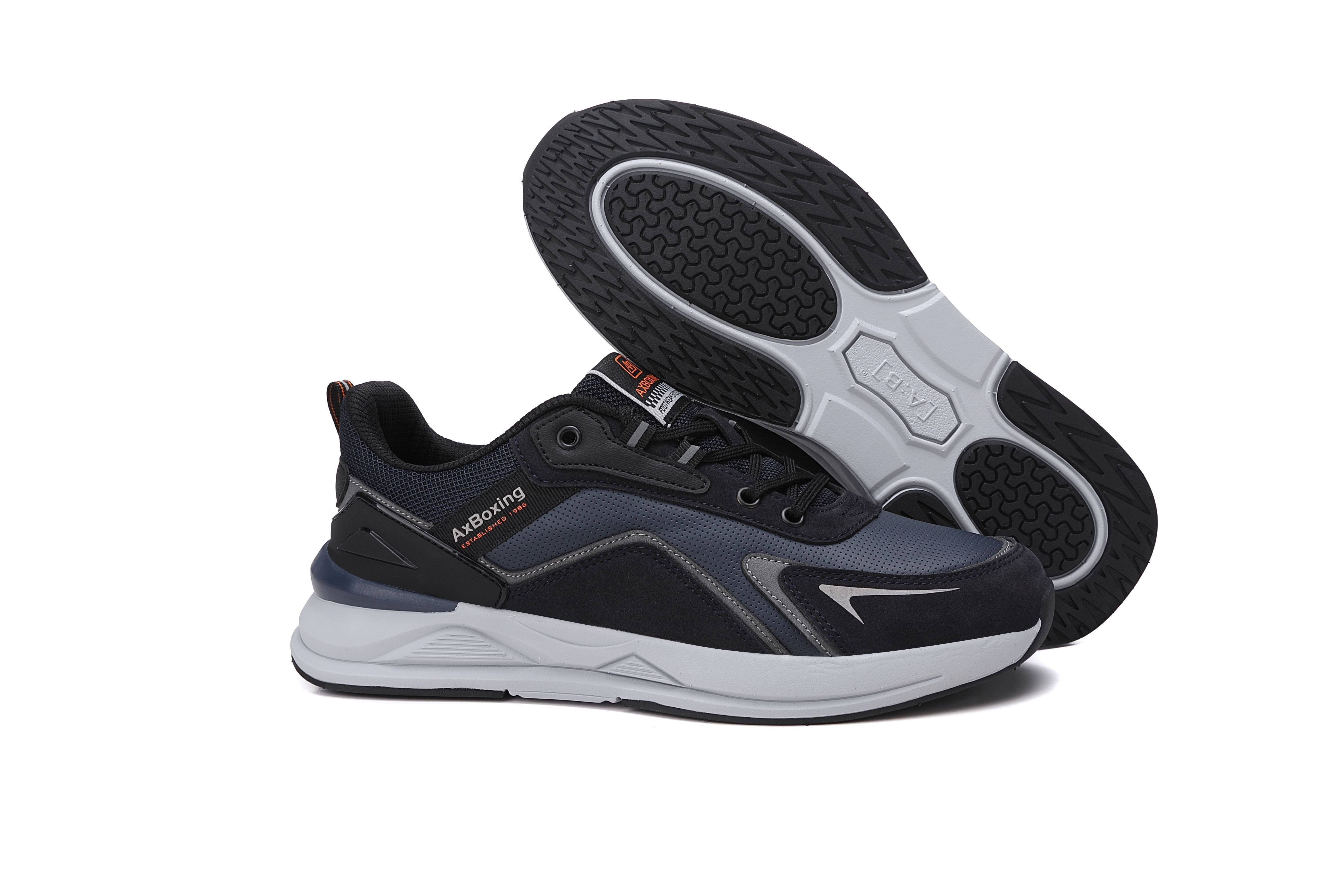 Pantofi sport Barbati, Model Kairo, Talpa usoara din spuma, Piele ecologica, Comozi si rezistenti, Ax Boxing, Bleumarin
