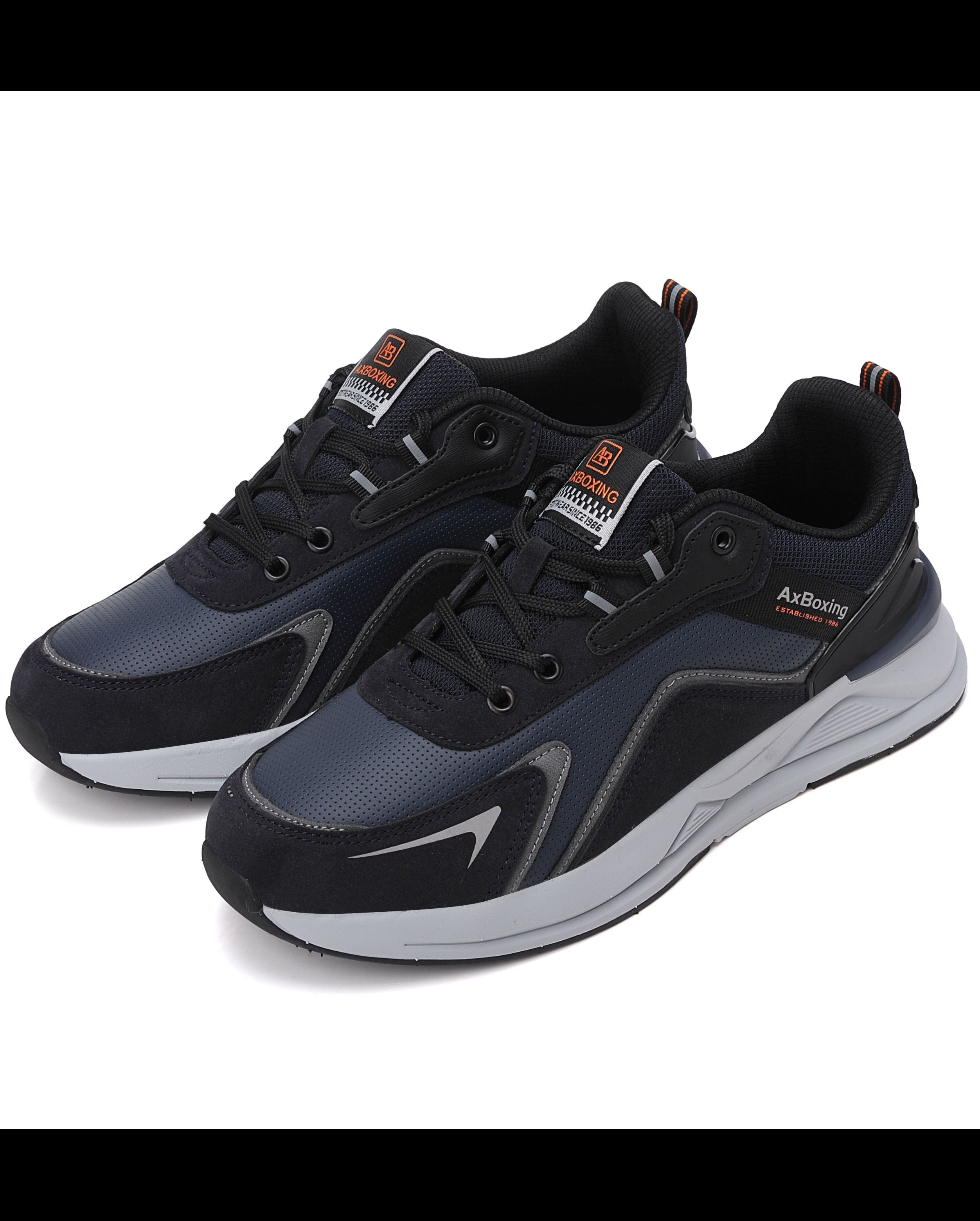 Adidasi sport pentru Unisex, Model Loris, Talpa usoara de spuma, Piele ecologica, Ax Boxing, Bleumarin