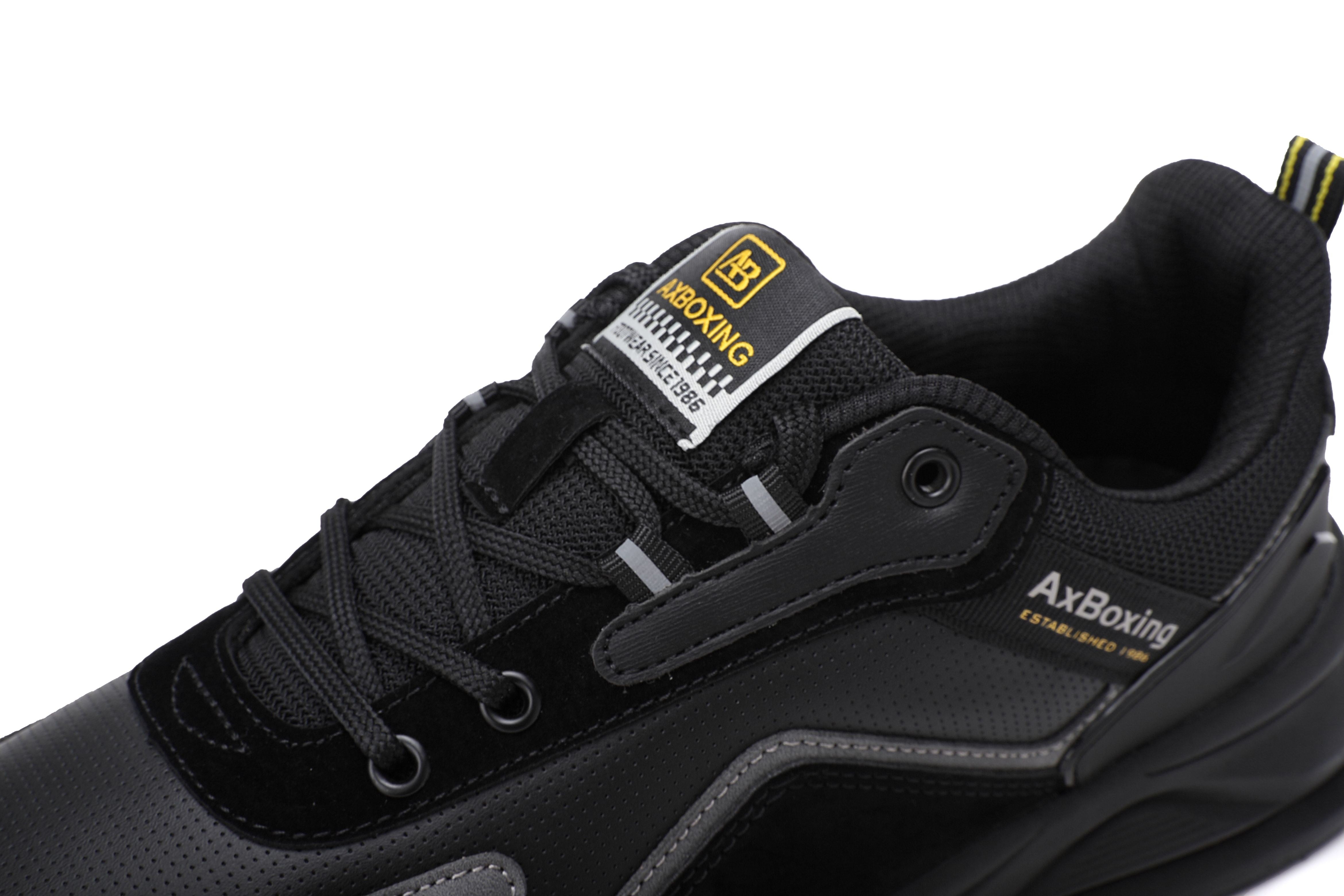 Adidasi sport Barbati, Model Kairo, Talpa usoara din spuma, Piele ecologica, Comozi si rezistenti, Ax Boxing,Negru