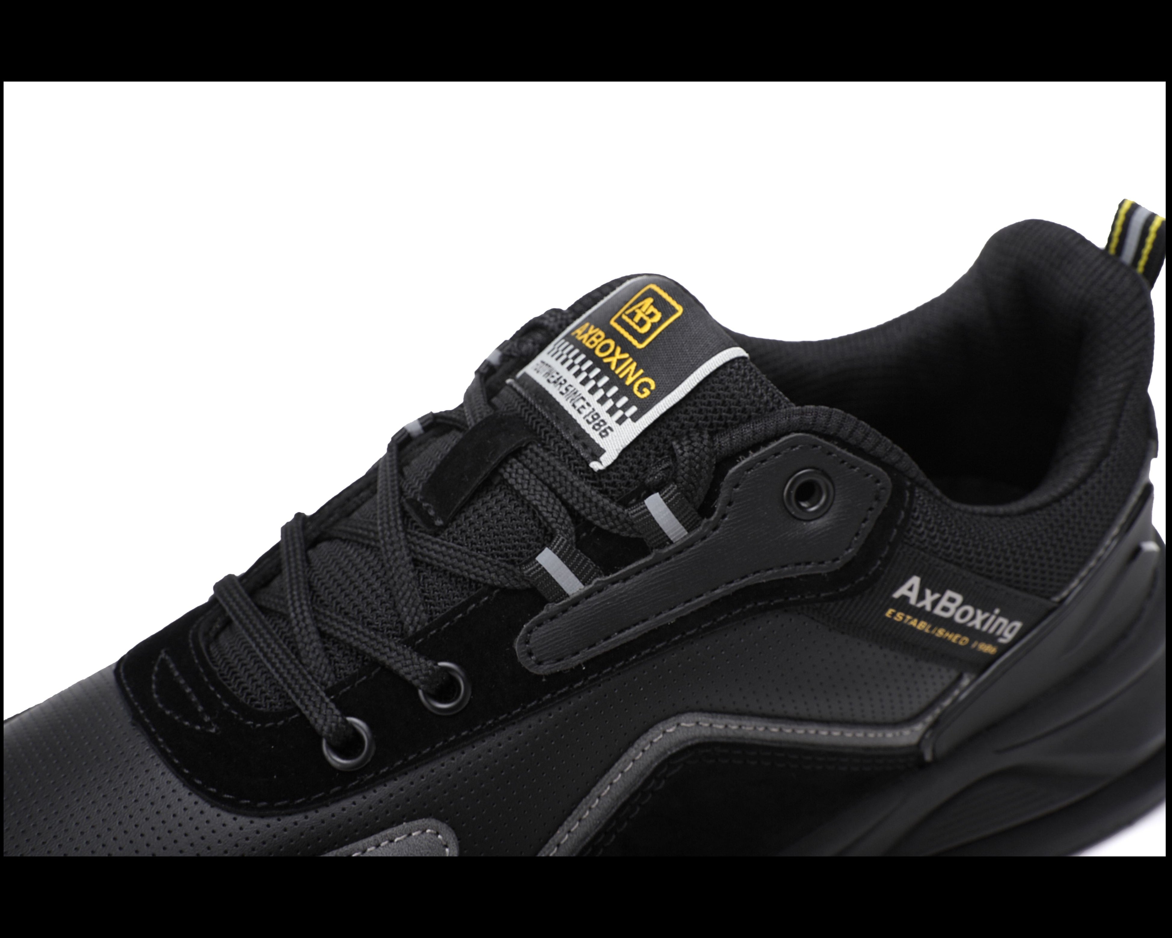 Adidasi sport pentru Unisex, Model Loris, Talpa usoara de spuma, Piele ecologica, Ax Boxing, Negru