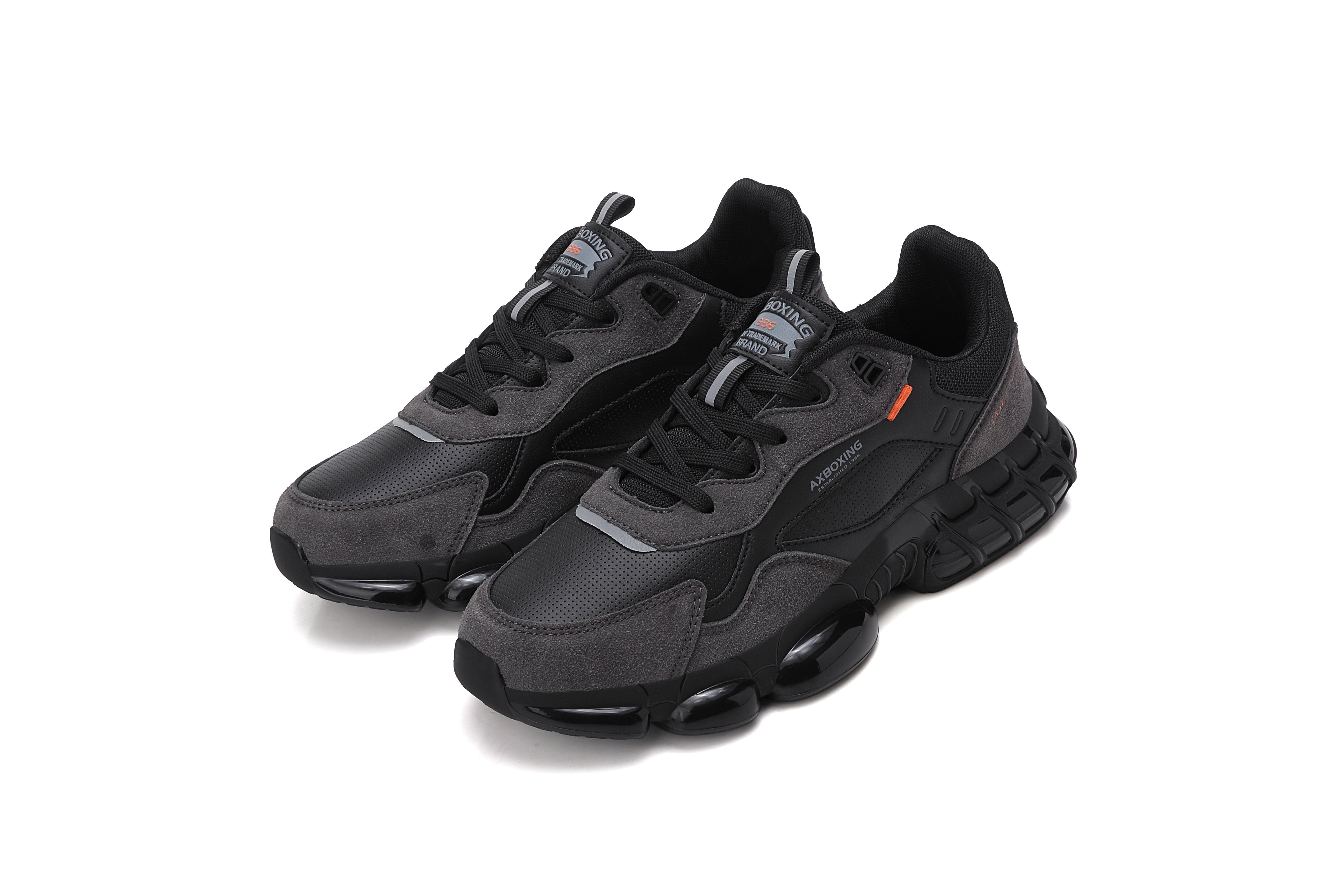 Adidasi pentru Barbati, Model Elio, Piele ecologica, Talpa cu perna de amortizare, Insertii piele naturala, Ax Boxing,Gri