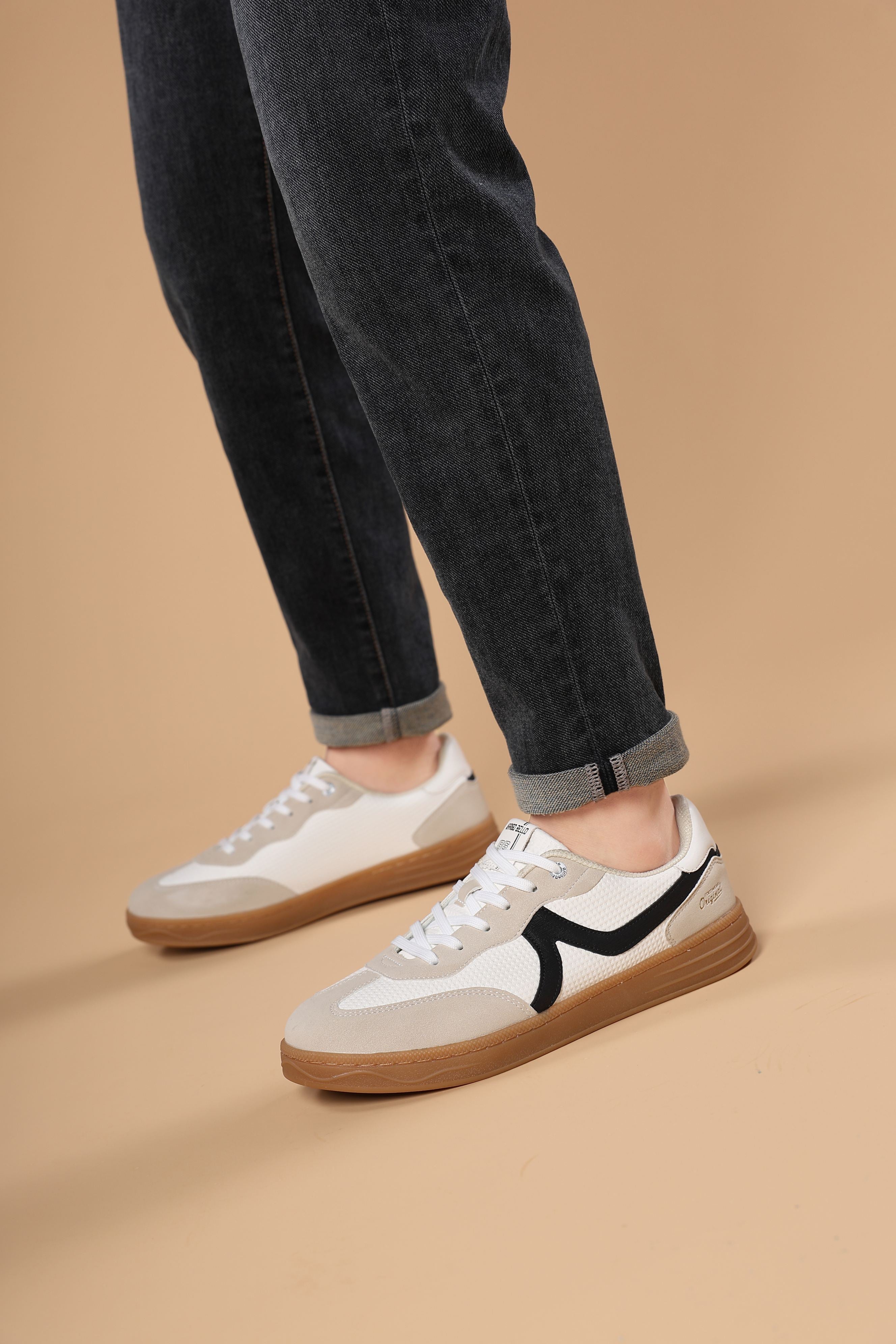 Adidasi casual Barbati, Model Odin, Talpa cusuta, Piele ecologica, Tip tenesi, Arrigo Bello, Alb