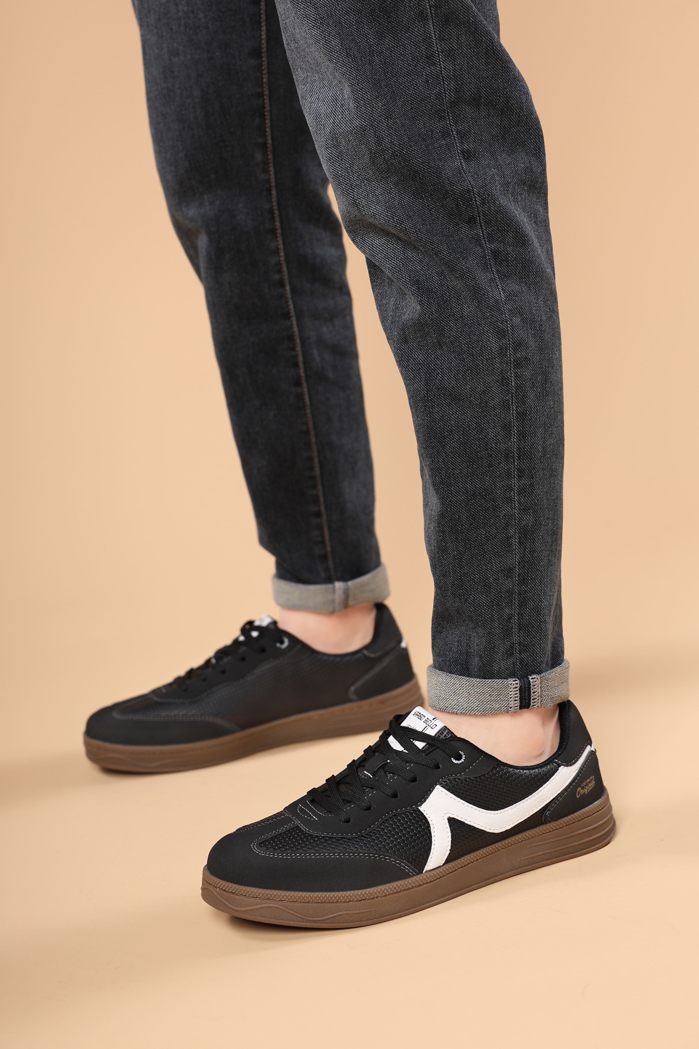 Adidasi casual Barbati, Model Odin, Talpa cusuta, Piele ecologica, Tip tenesi, Arrigo Bello, Negru