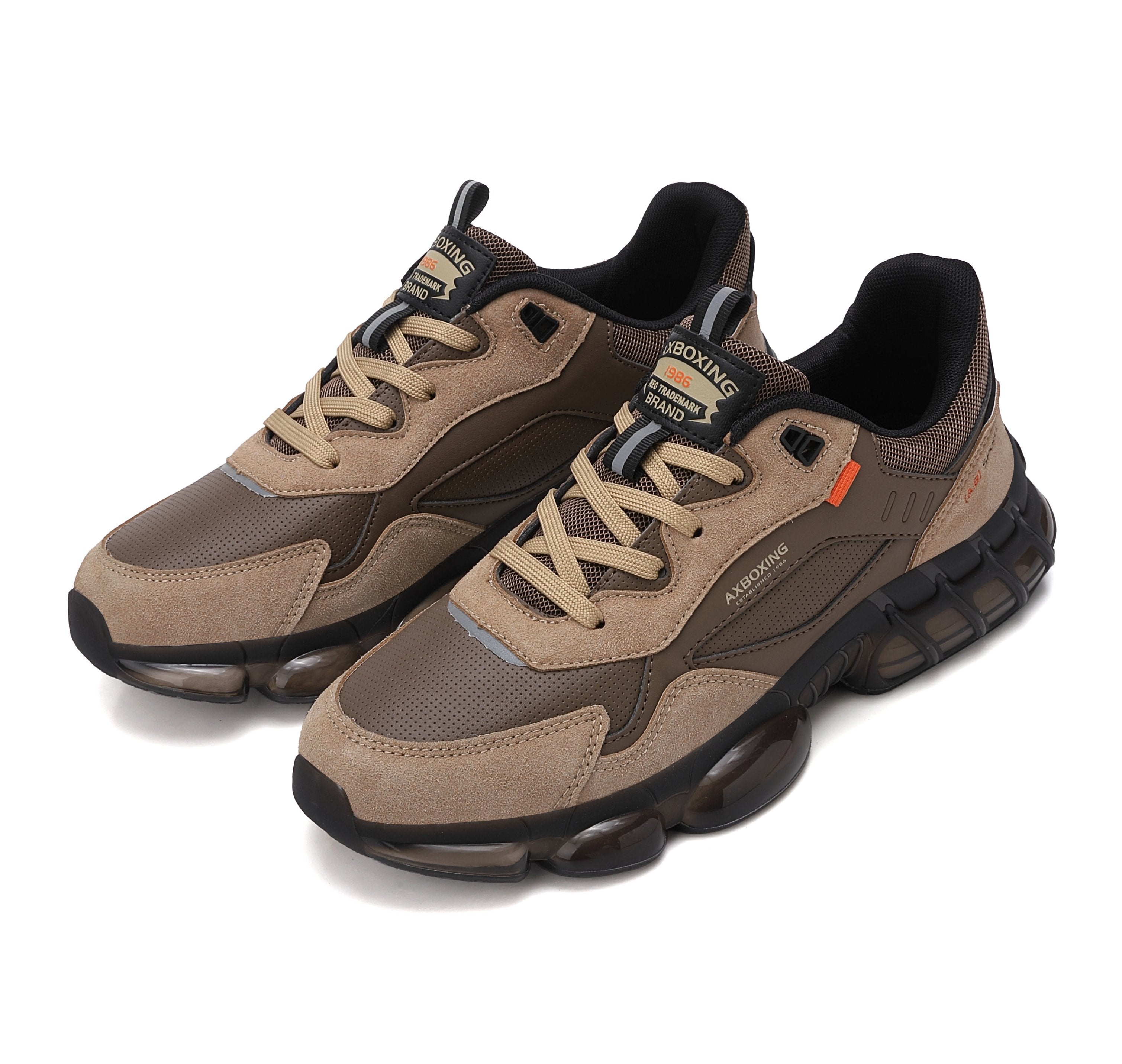 Adidasi pentru Barbati, Model Elio, Piele ecologica, Talpa cu perna de amortizare, Insertii piele naturala, Ax Boxing,Maro