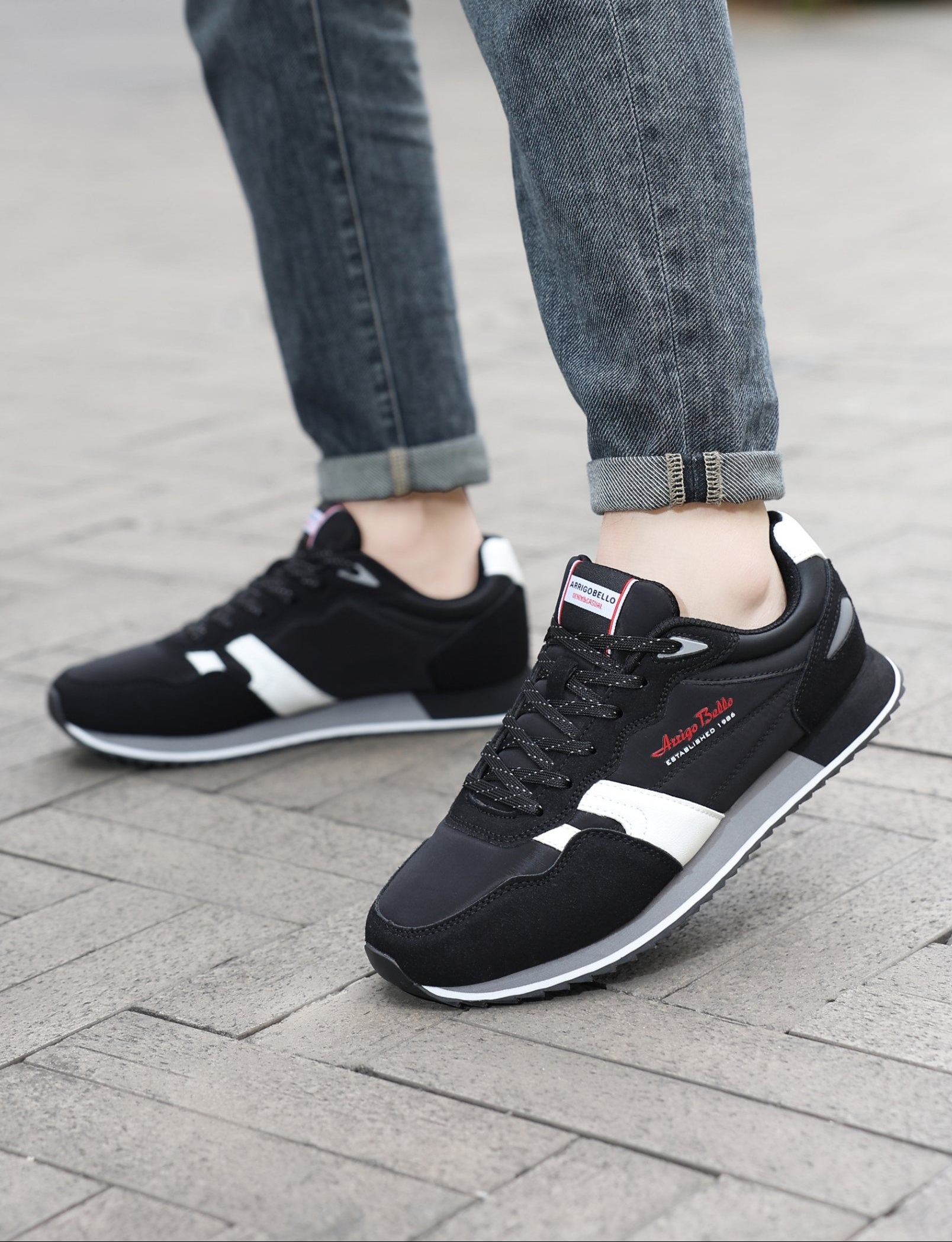 Adidasi casual pentru Barbati, Model Yvar, Realizati din textil- fâș, Insertii piele ecologica, Talpa usoara, Arrigo Bello,Khaki