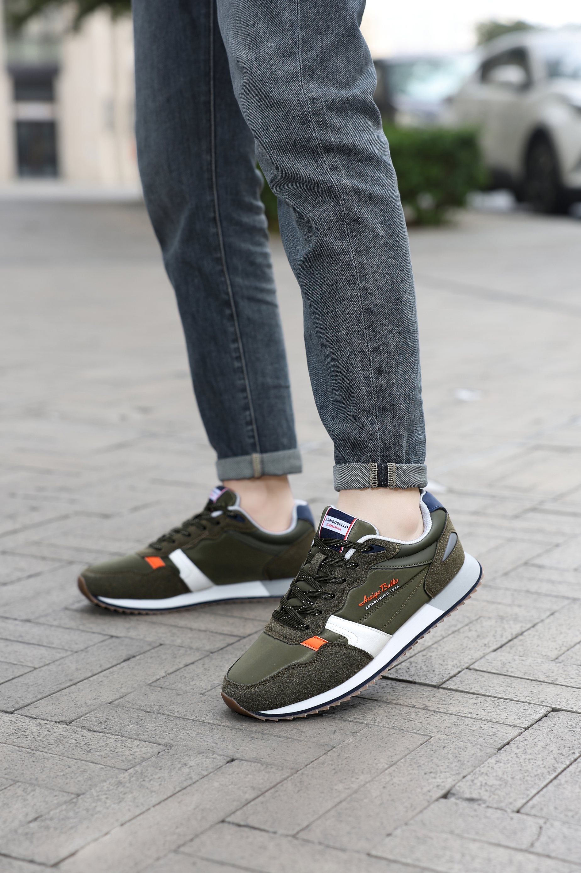 Adidasi casual pentru Barbati, Model Yvar, Realizati din textil- fâș, Insertii piele ecologica, Talpa usoara, Arrigo Bello,Bleumarin