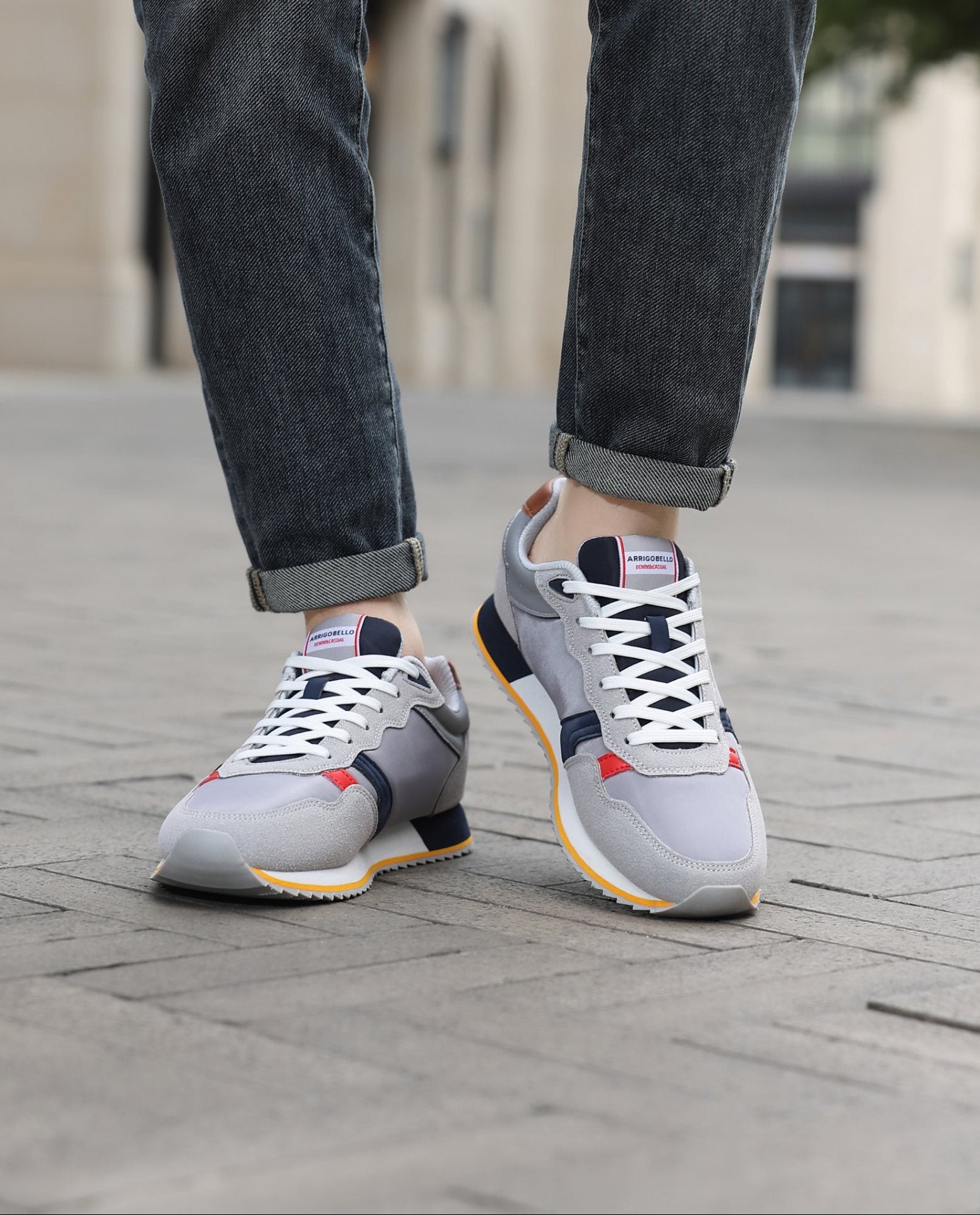 Adidasi casual pentru Barbati, Model Yvar, Realizati din textil- fâș, Insertii piele ecologica, Talpa usoara, Arrigo Bello,Gri