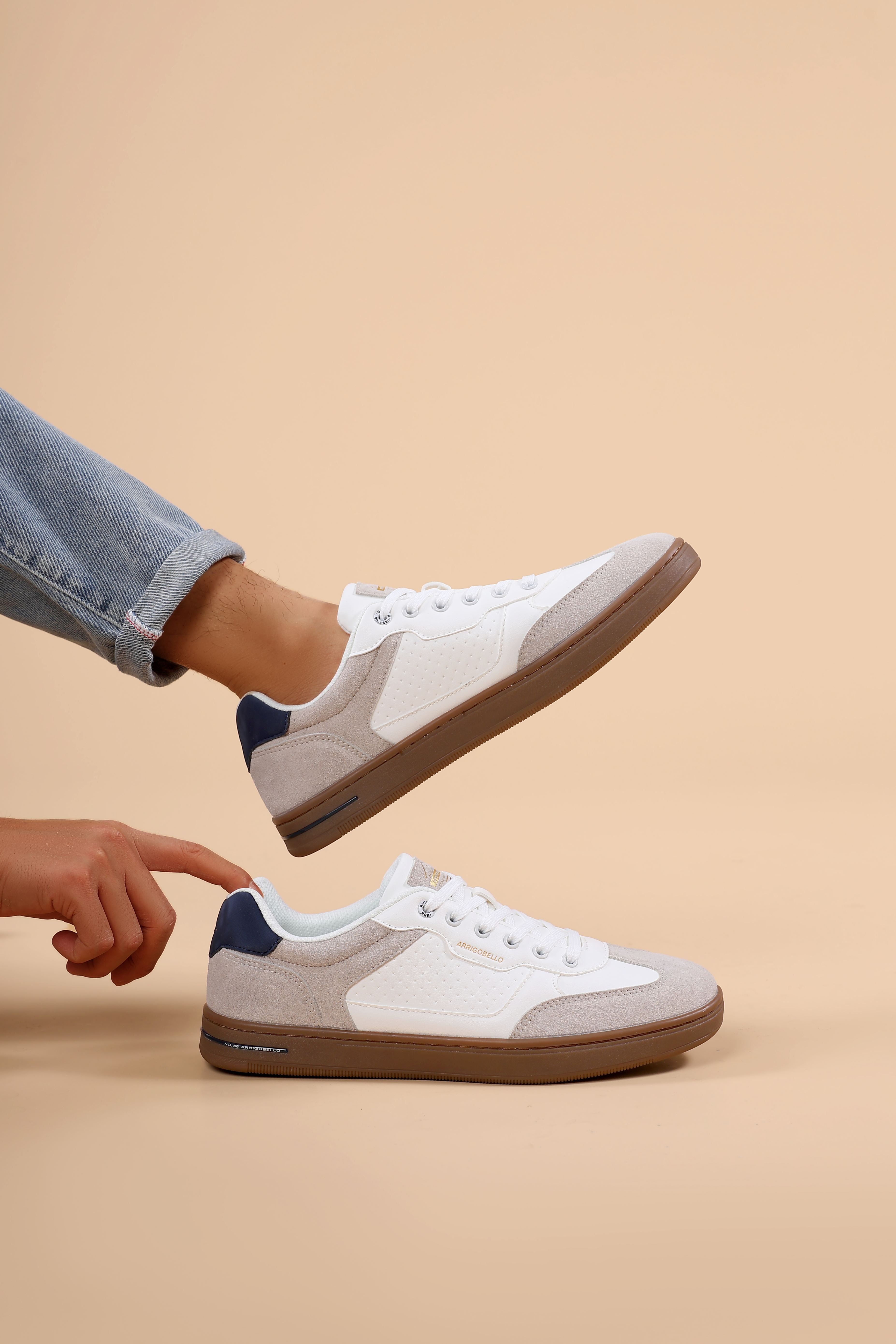 Adidasi casual pentru Barbati, Model Lucis, Talpa cusuta, Piele ecologica, Tip tenesi, Arrigo Bello, Alb