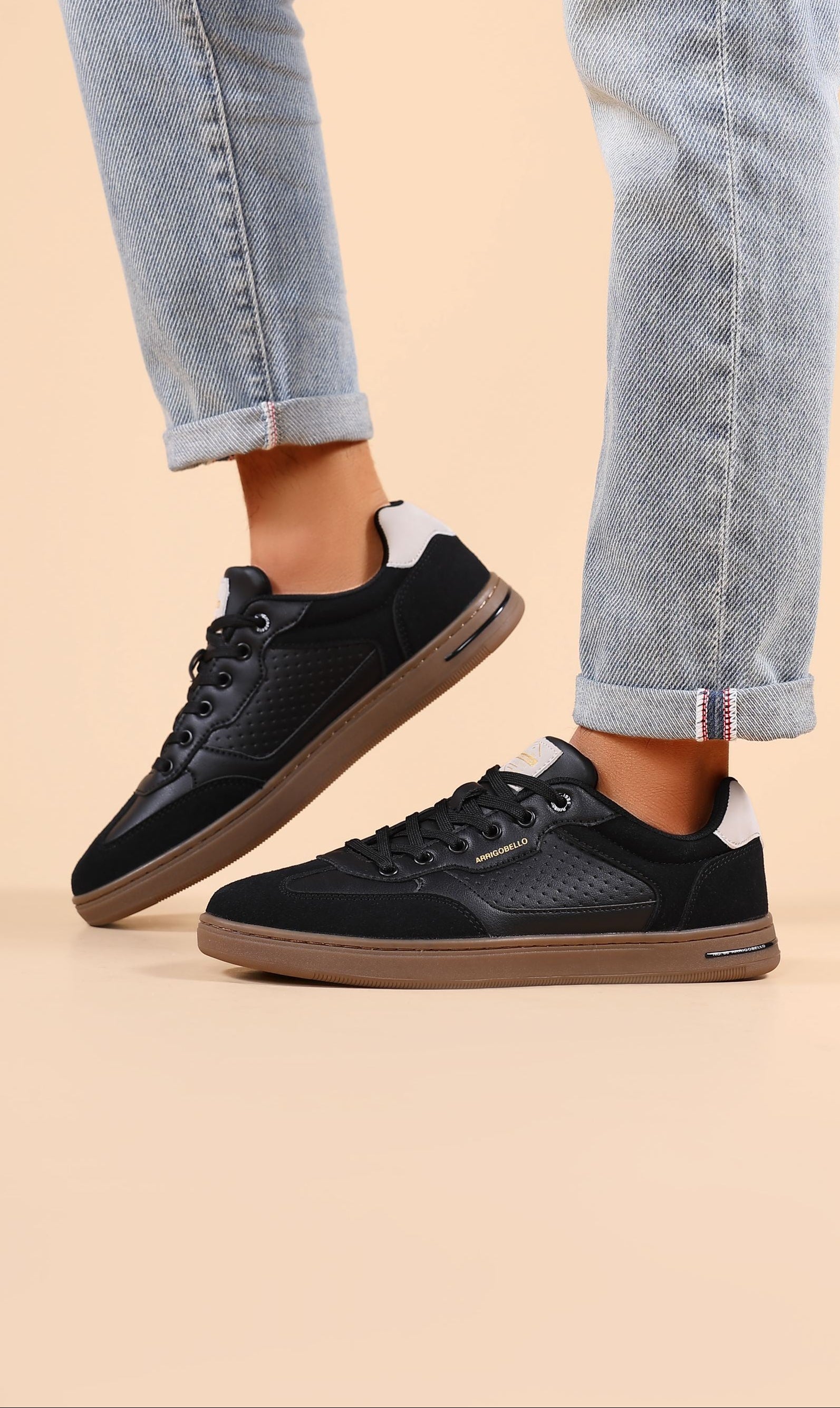Adidasi casual pentru Barbati, Model Lucis, Talpa cusuta, Piele ecologica, Tip tenesi, Arrigo Bello,Negru