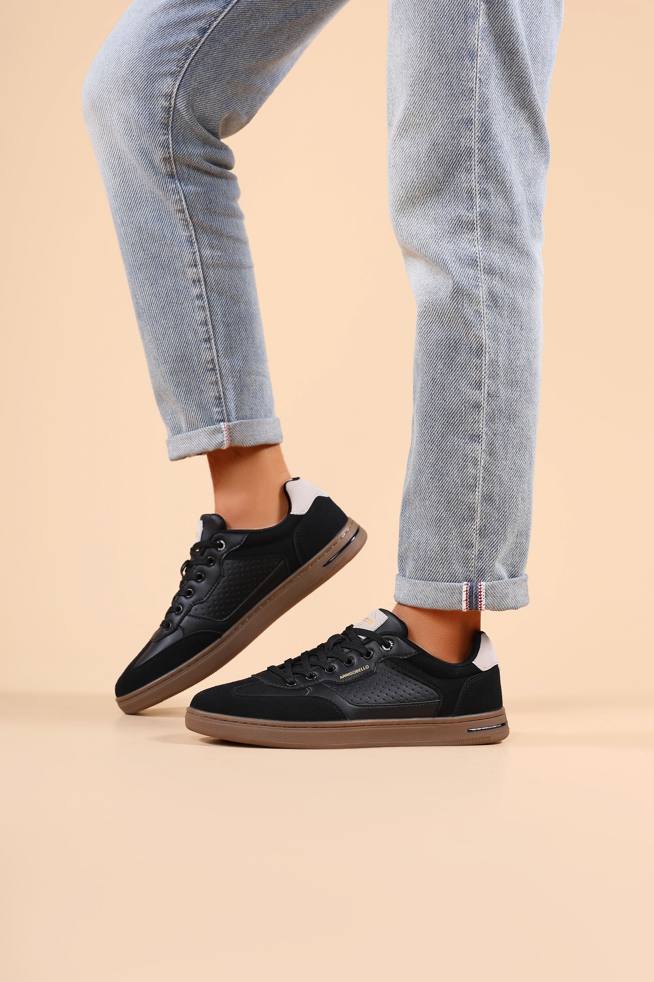 Adidasi casual pentru Barbati, Model Lucis, Talpa cusuta, Piele ecologica, Tip tenesi, Arrigo Bello,Negru