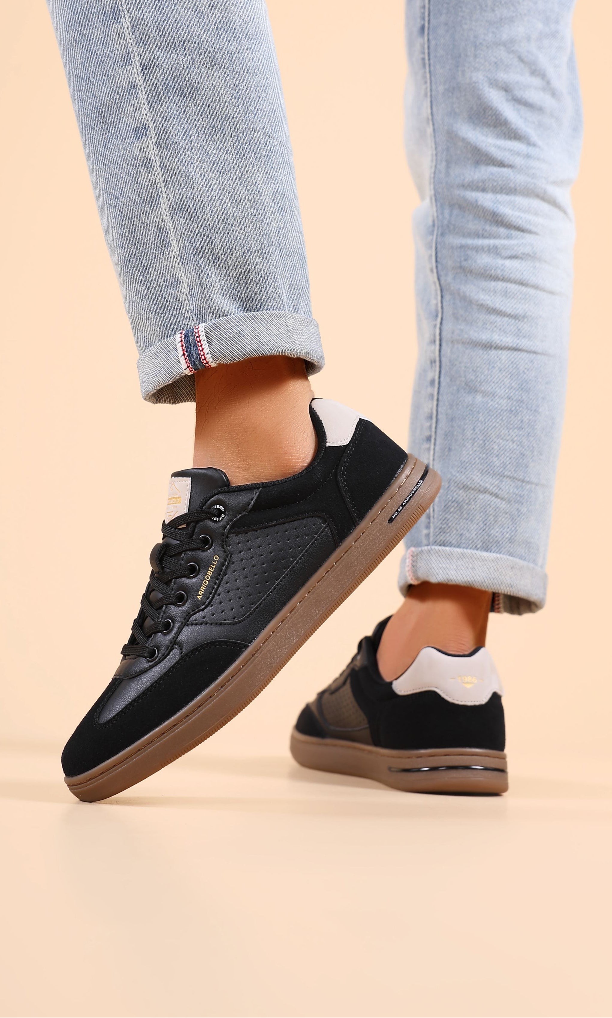 Adidasi casual pentru Barbati, Model Lucis, Talpa cusuta, Piele ecologica, Tip tenesi, Arrigo Bello,Negru