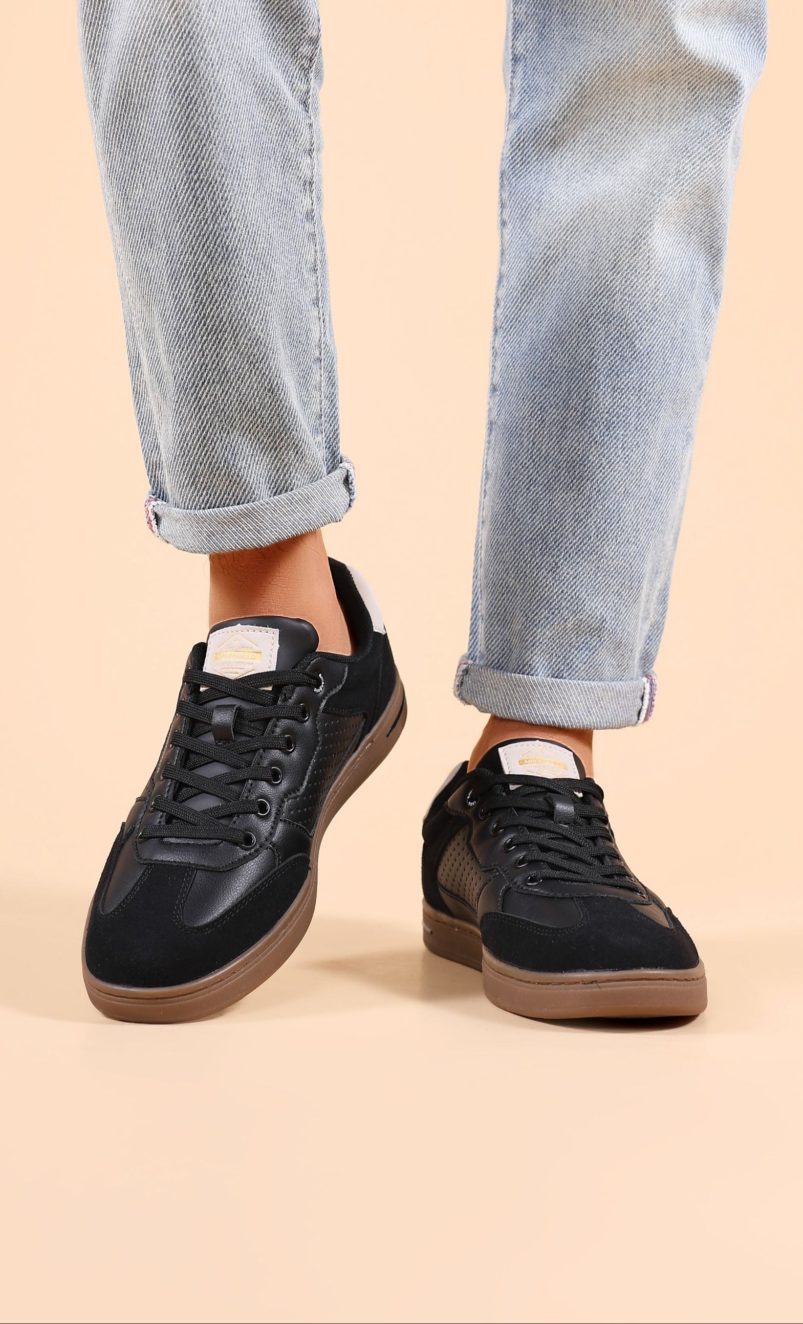 Adidasi casual pentru Barbati, Model Lucis, Talpa cusuta, Piele ecologica, Tip tenesi, Arrigo Bello,Negru