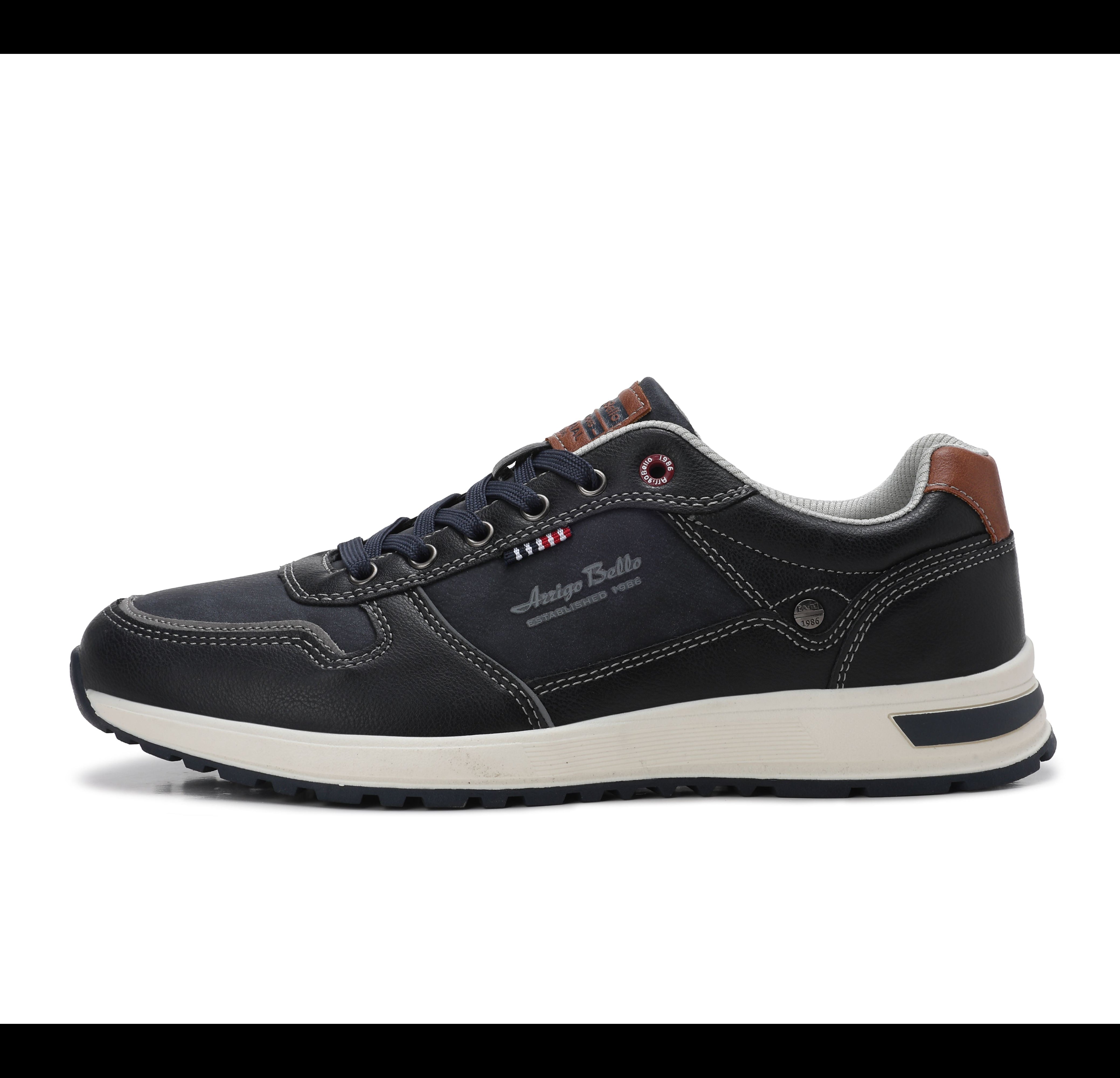 Adidasi casual pentru Barbati, Model Bastian, Piele ecologica, Inchidere sireturi, Arrigo Bello, Bleumarin