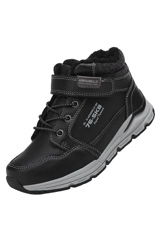 Ghete sport Baieti, Imblanite, Model Artur, Piele Ecologica Premium, Inchidere arici, Siret elastic, Arrigo Bello, Negru