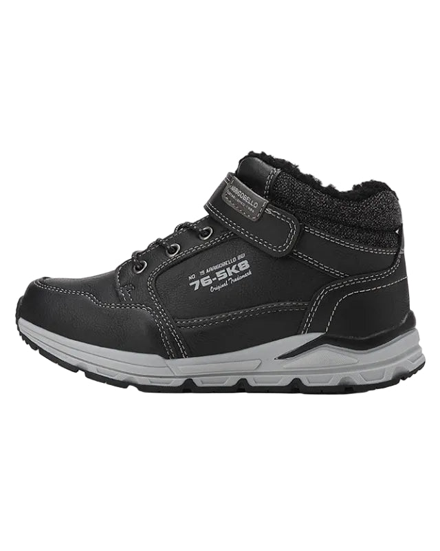 Ghete sport Baieti, Imblanite, Model Artur, Piele Ecologica Premium, Inchidere arici, Siret elastic, Arrigo Bello, Negru
