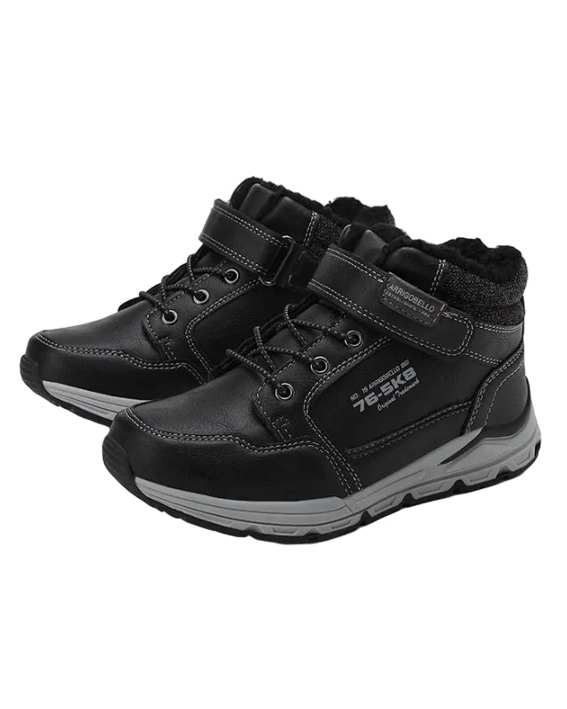 Ghete sport Baieti, Imblanite, Model Artur, Piele Ecologica Premium, Inchidere arici, Siret elastic, Arrigo Bello, Negru