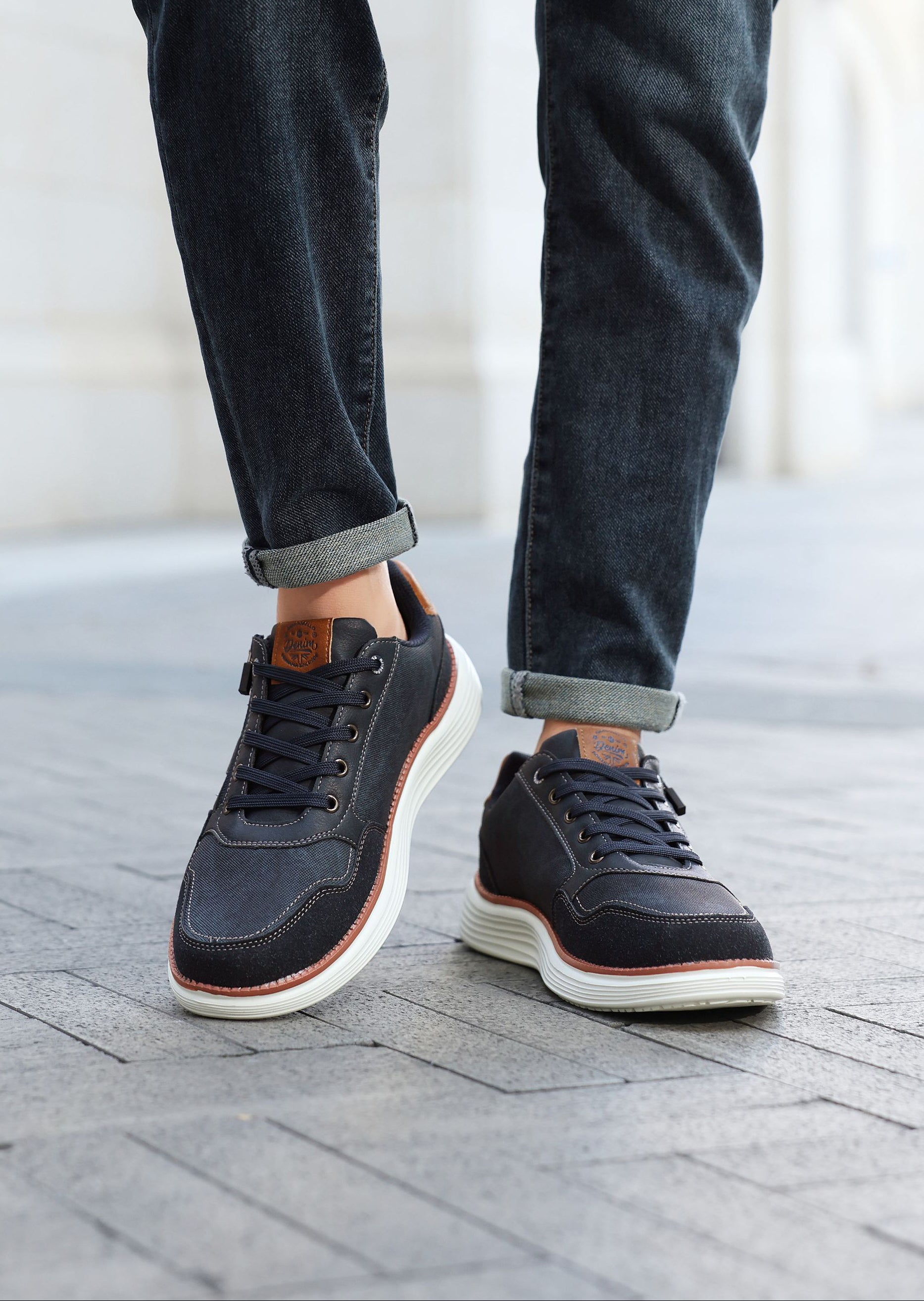 Adidasi casual Bărbați, Model Franco, Piele ecologică, inserții din Piele naturală, Talpă ușoară din Spumă, fermoar funcțional, Arrigo Bello,Bleumarin
