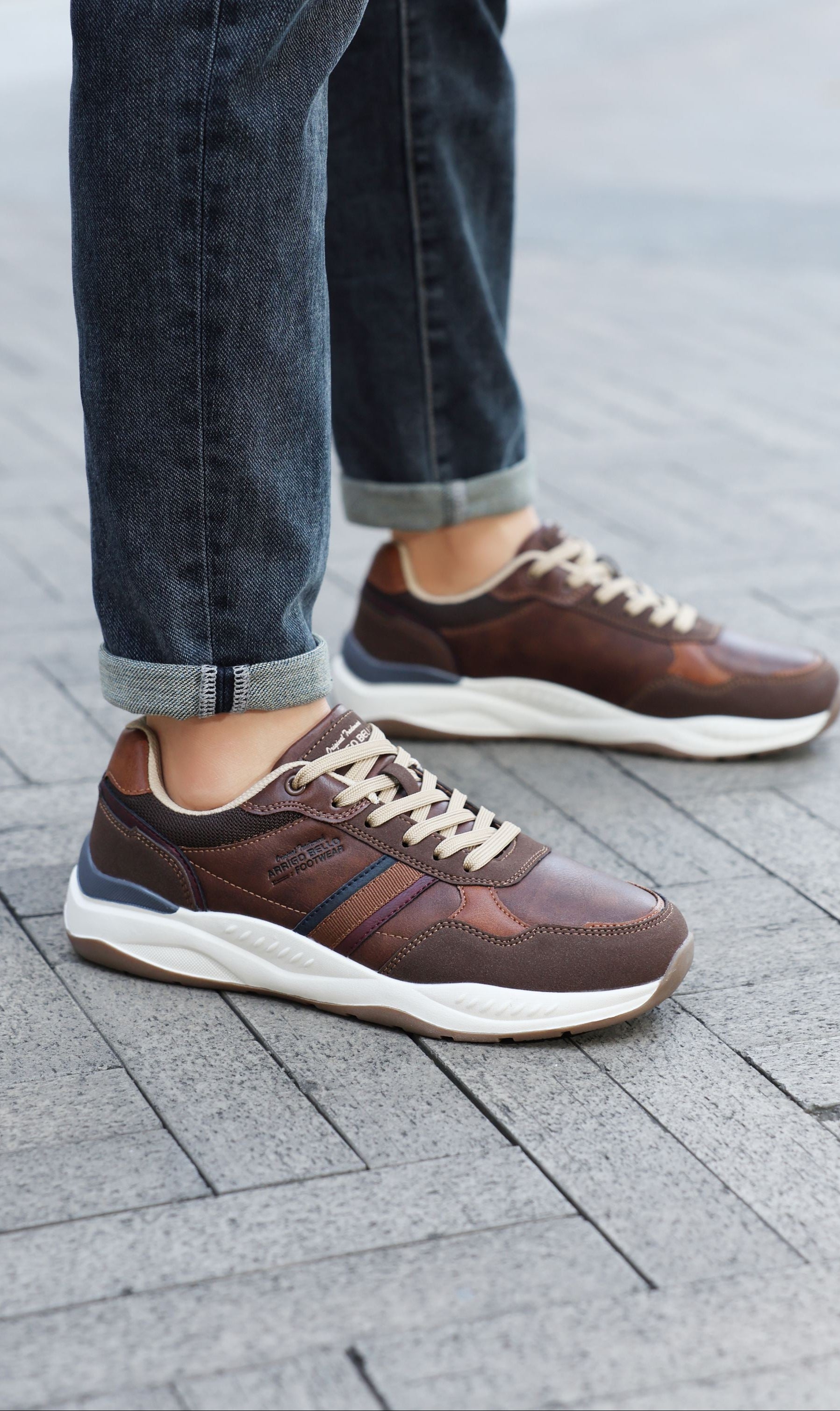Adidasi casual pentru Barbati, Model Ares, Piele ecologica premium, Talpa usoara, Arrigo Bello, Maro