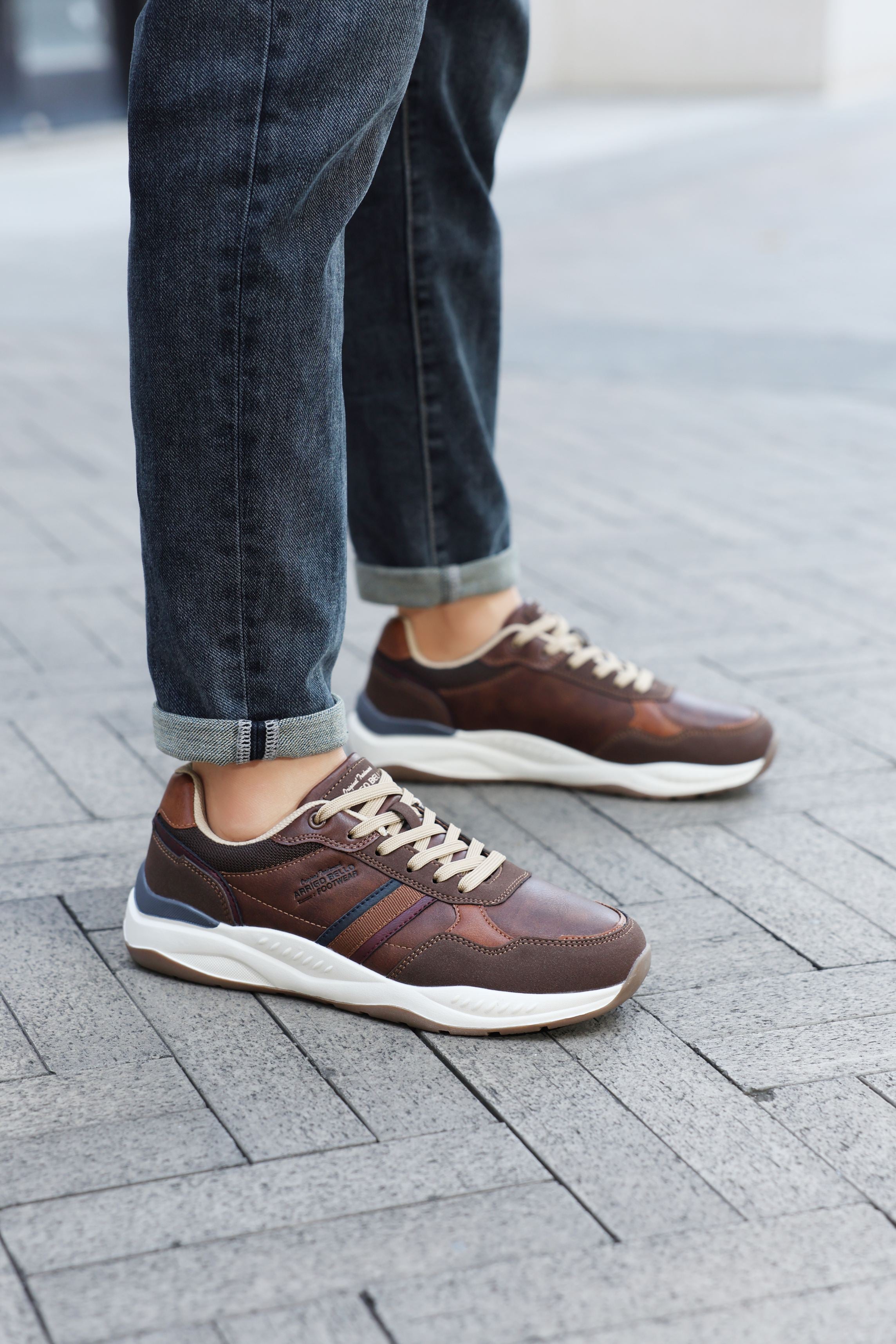 Adidasi casual pentru Barbati, Model Ares, Piele ecologica premium, Talpa usoara, Arrigo Bello, Maro