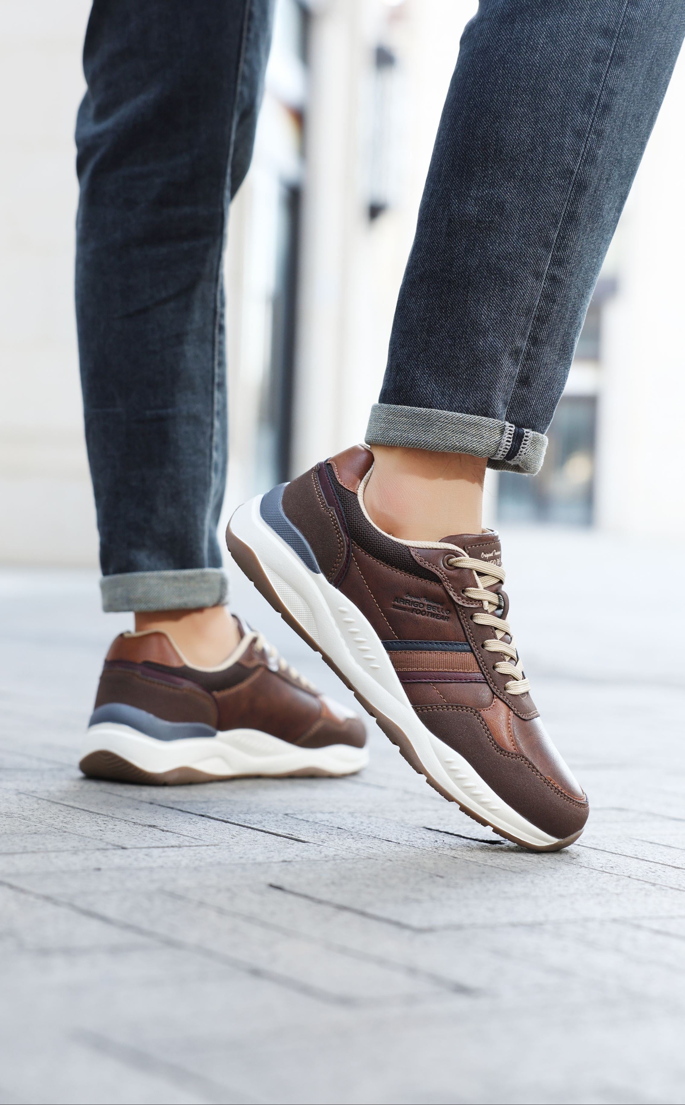 Adidasi casual pentru Barbati, Model Ares, Piele ecologica premium, Talpa usoara, Arrigo Bello, Bleumarin