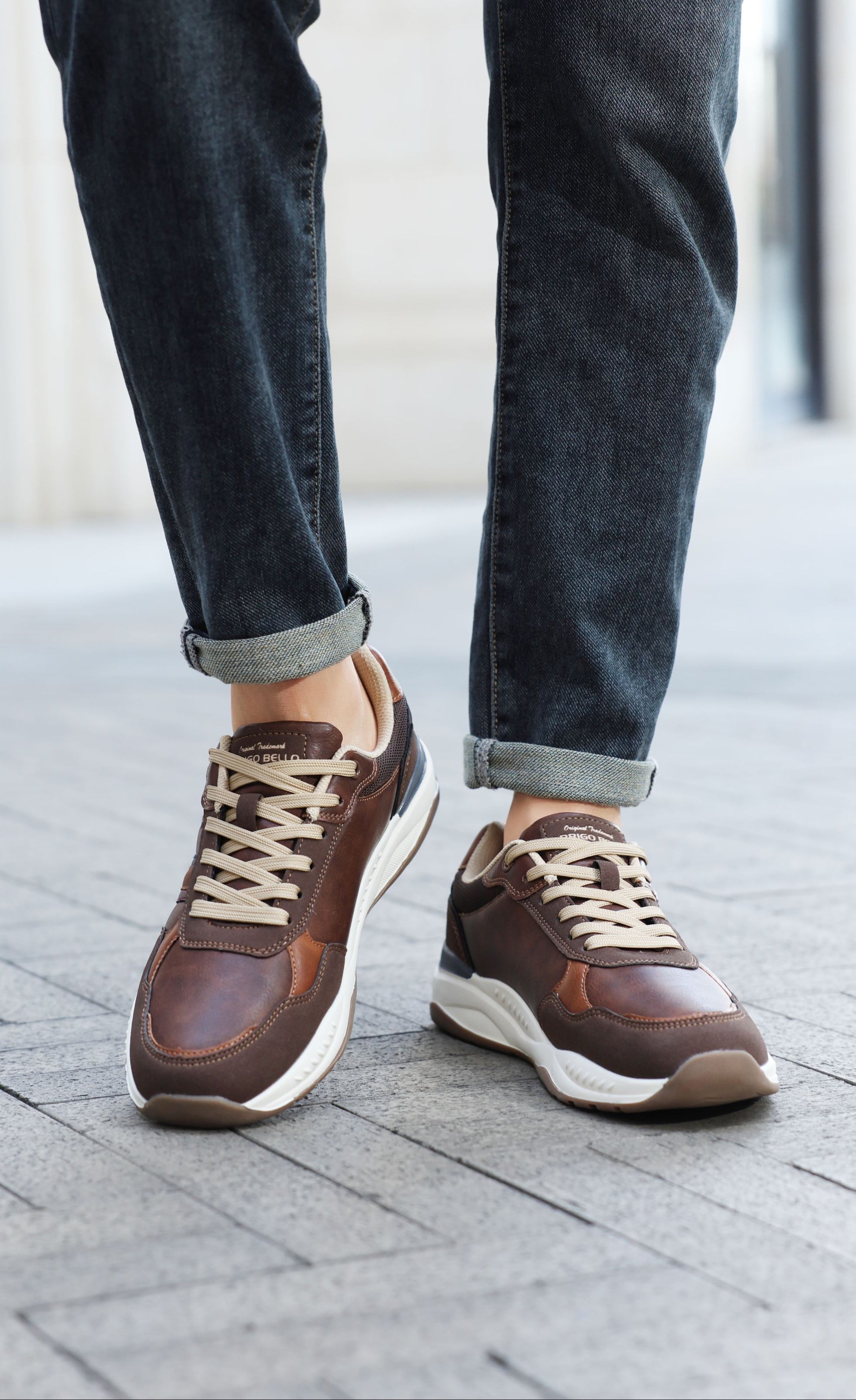 Adidasi casual pentru Barbati, Model Ares, Piele ecologica premium, Talpa usoara, Arrigo Bello, Maro