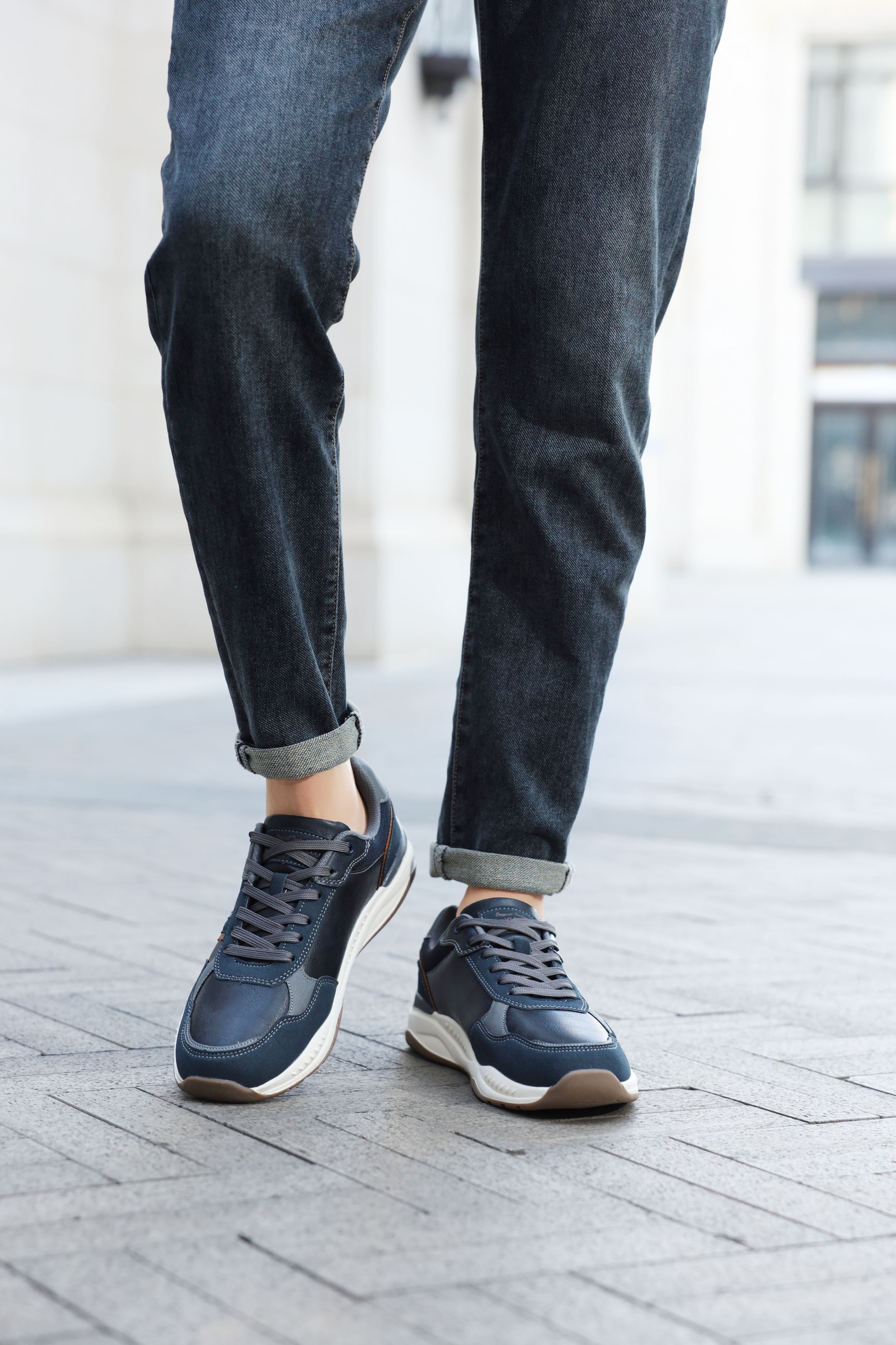 Adidasi casual pentru Barbati, Model Ares, Piele ecologica premium, Talpa usoara, Arrigo Bello, Bleumarin