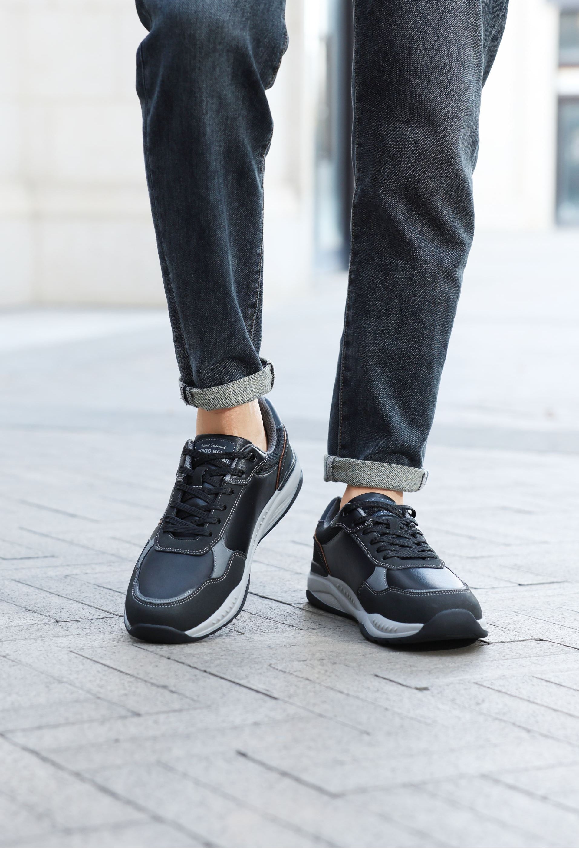 Adidasi casual pentru Barbati, Model Ares, Piele ecologica premium, Talpa usoara, Arrigo Bello, Negru