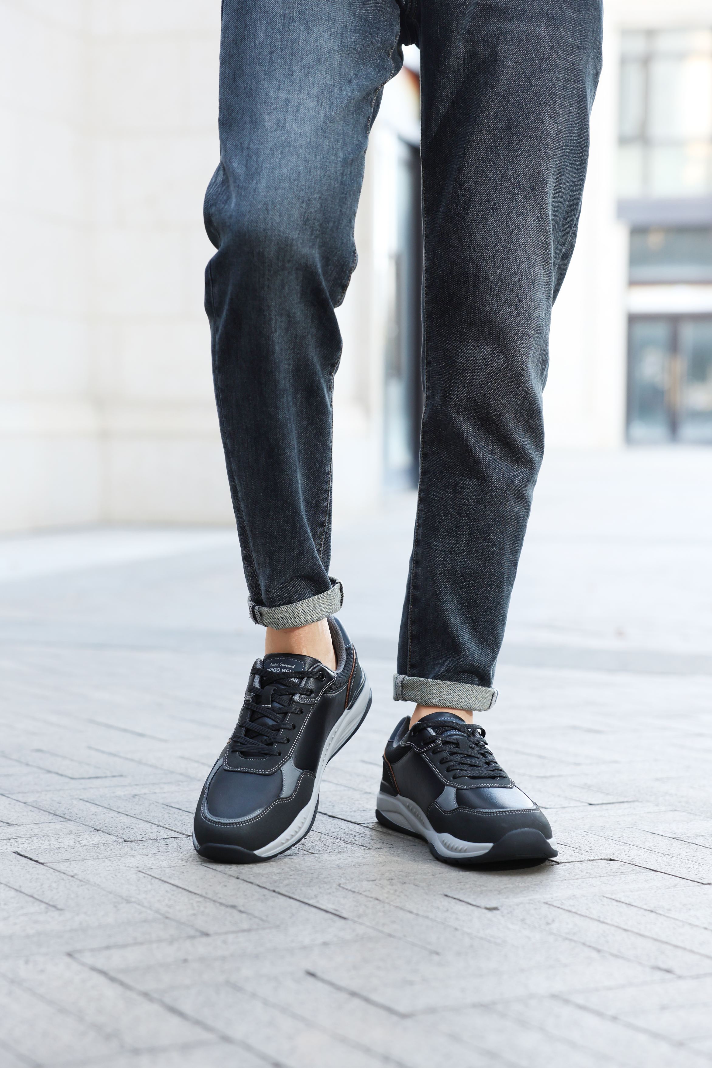 Adidasi casual pentru Barbati, Model Ares, Piele ecologica premium, Talpa usoara, Arrigo Bello, Negru